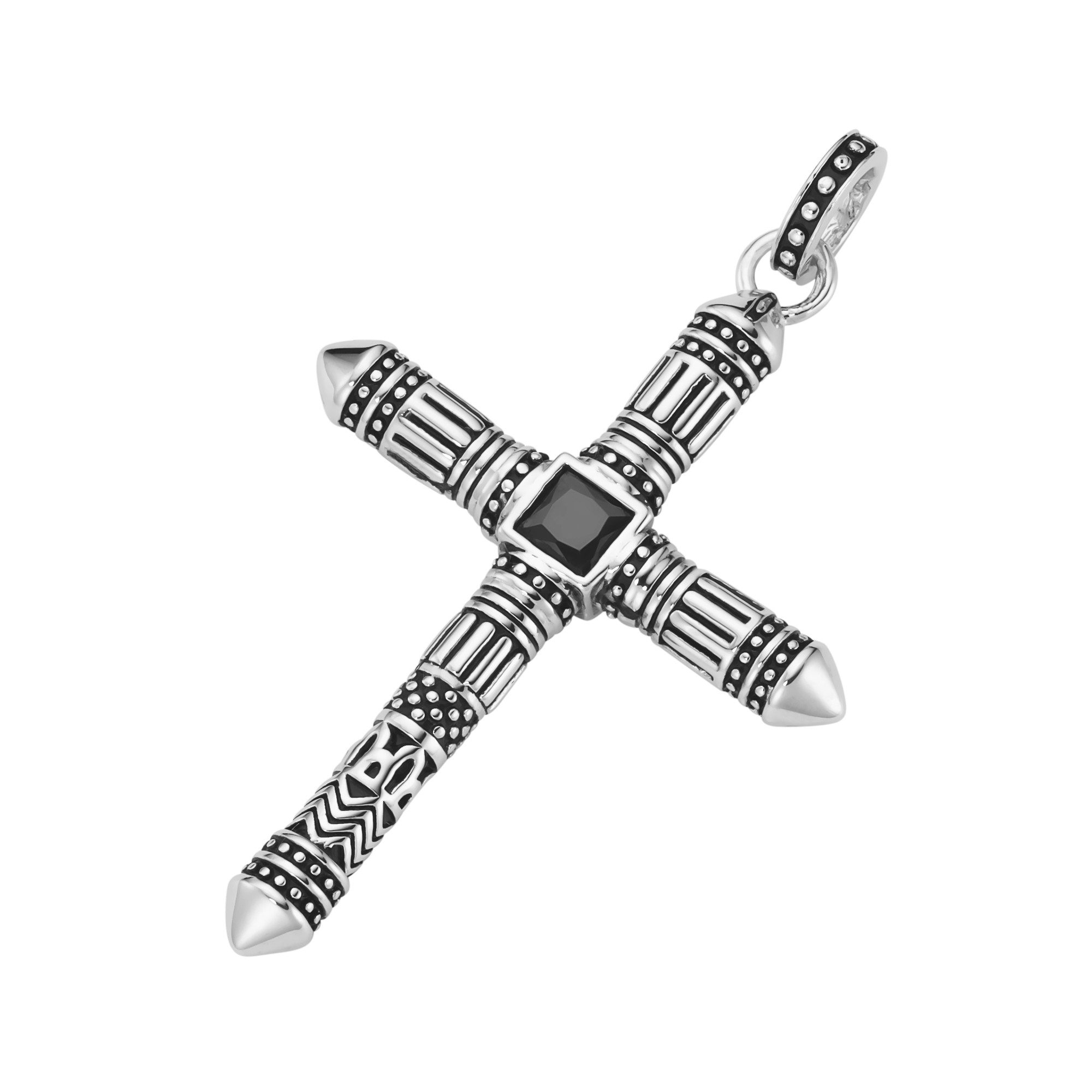 Kreuzanhänger Kreuz mit schwarzen Zirkonia, Silber 925