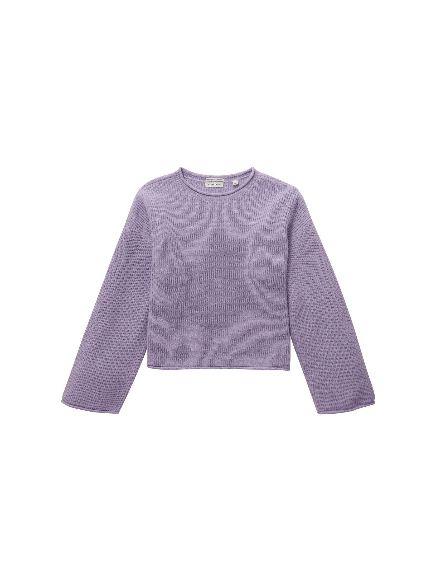 TOM TAILOR Strickpullover Cropped LENZING(TM) light mit orchid ECOVERO(TM) purple Strickpullover