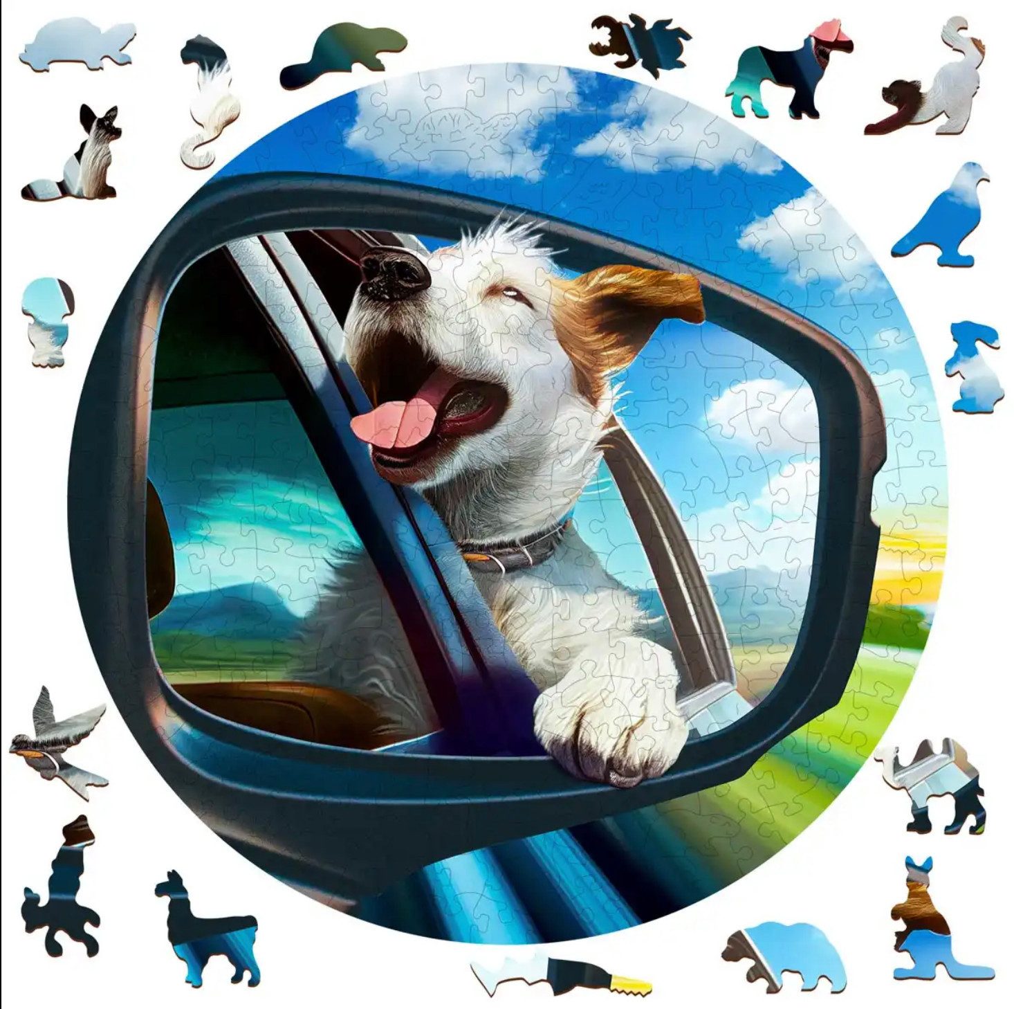 Wooden City Puzzle Holzpuzzle HAPPY DOG Tierpuzzle Hundenmotiv 250 Teile, 250 Puzzleteile