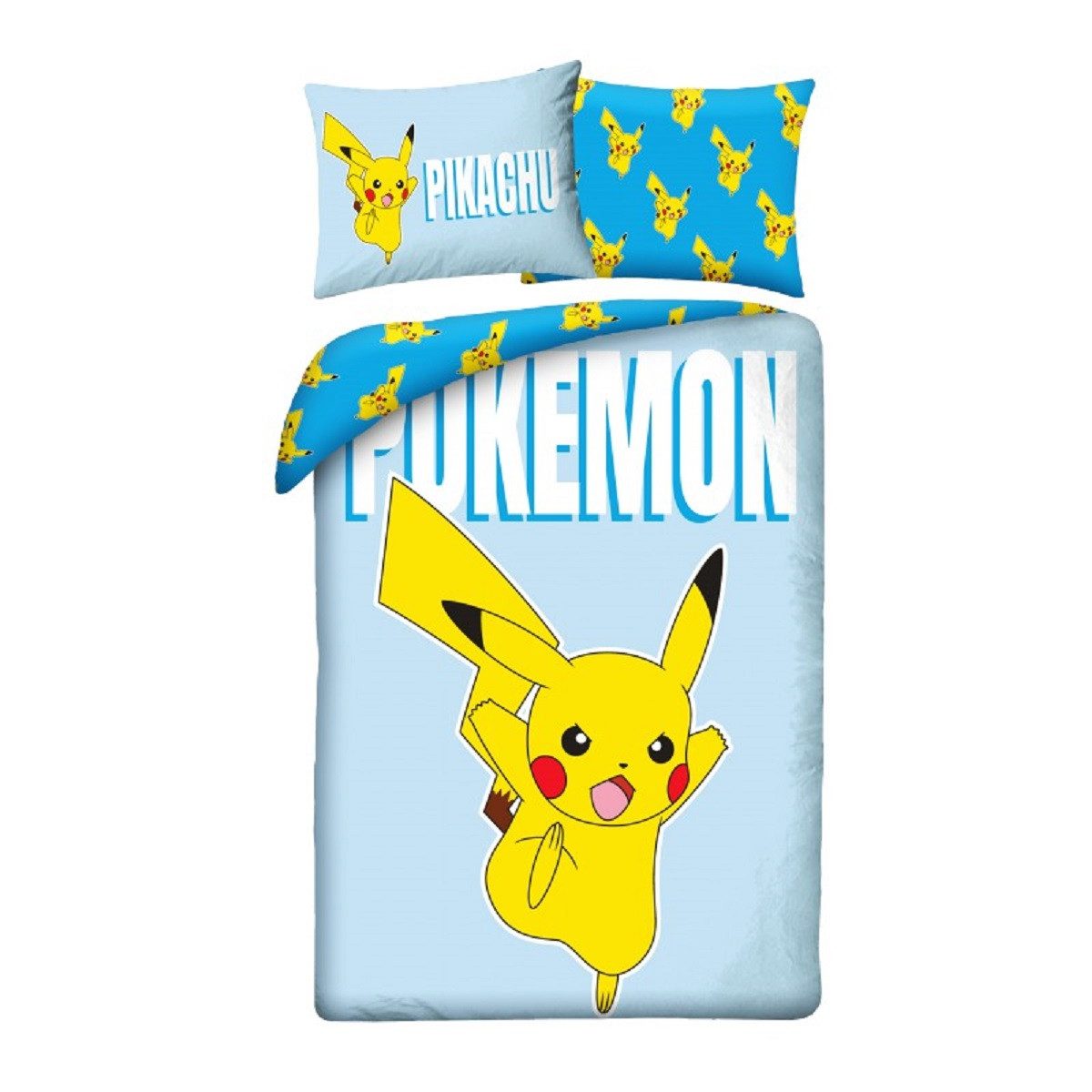 POKÉMON Bettwäsche Set aus Mikrofaser Deckenbezug 140 × 200 cm mit 70 × 90 cm Kissenbezug, Mikrofaser, 2 teilig