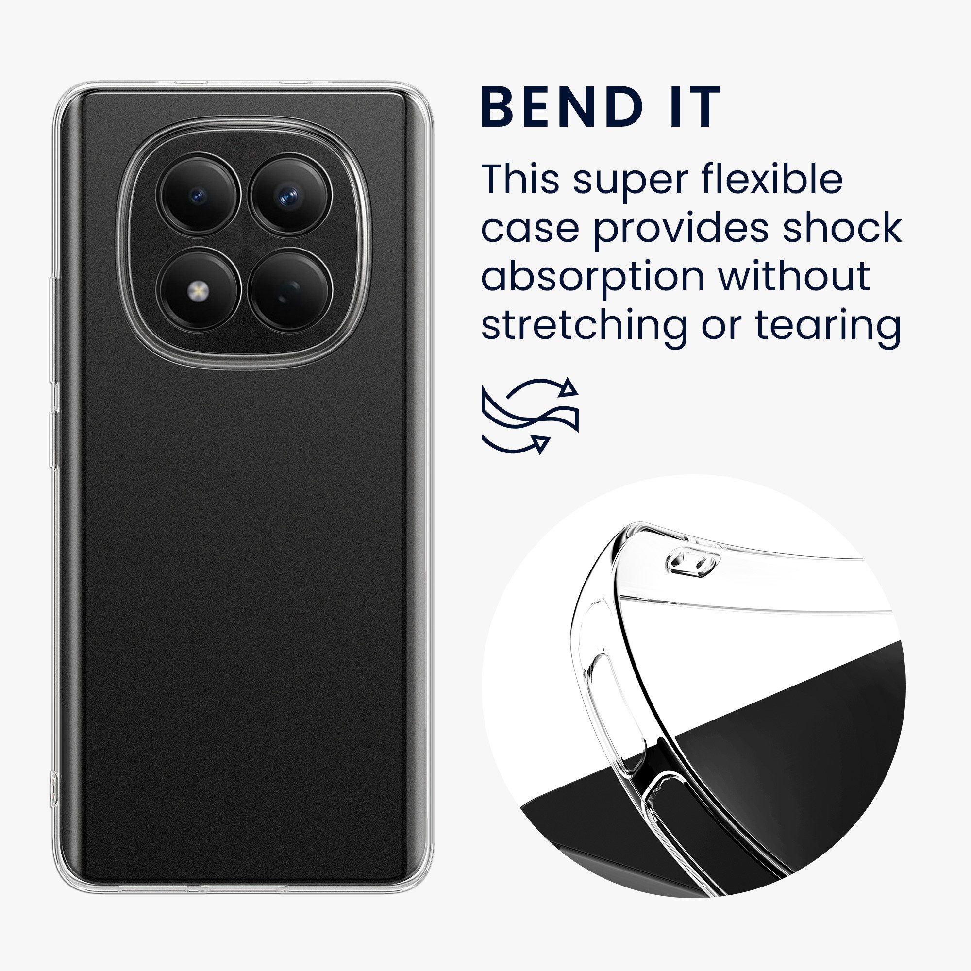 kwmobile Smartphone-Hülle Hülle für Xiaomi Redmi Note 15 Pro 4G, Silikon Handyhülle transparent - Handy Case gummiert