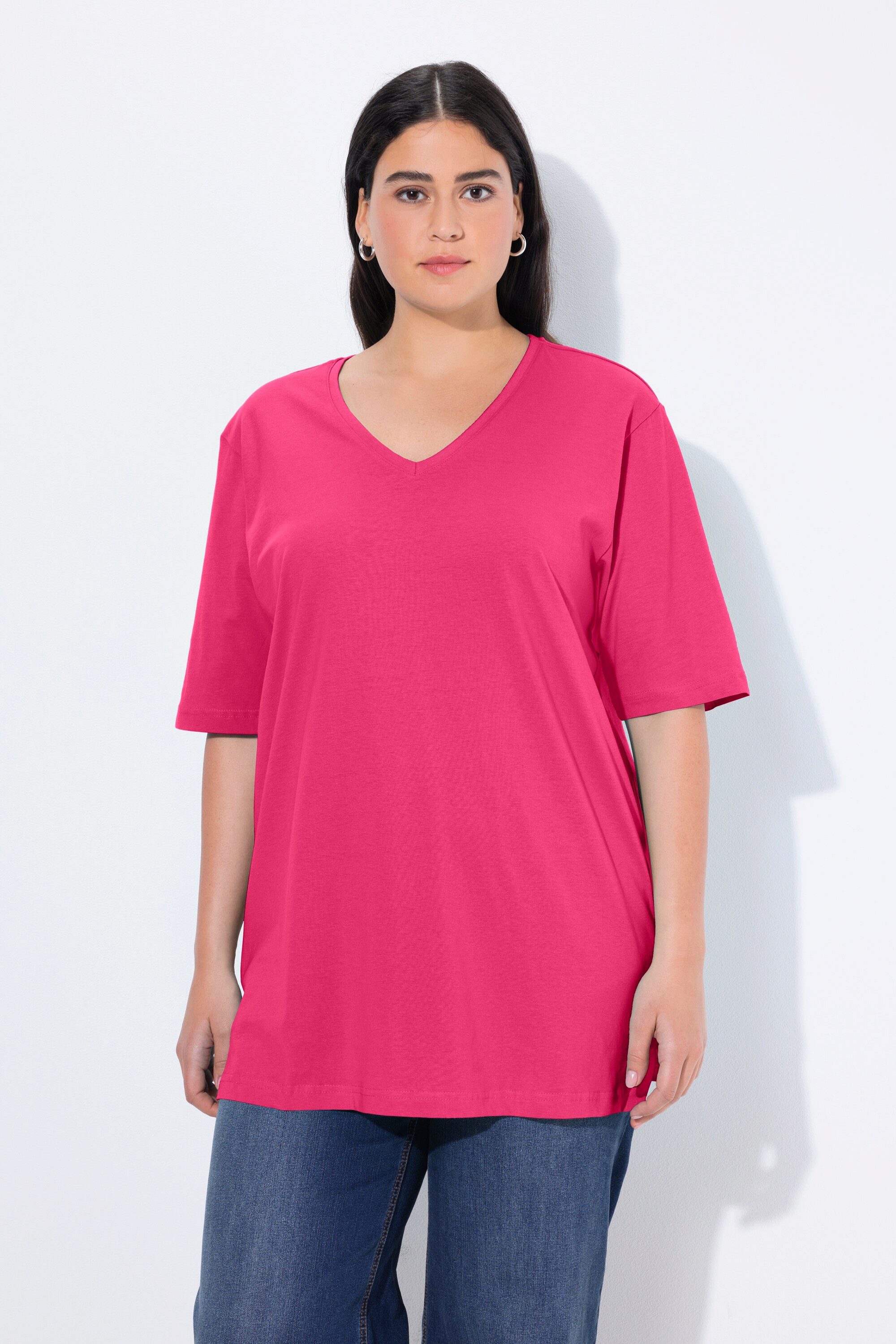 Ulla Popken T-Shirt T-Shirt V-Ausschnitt Relaxed günstig online kaufen