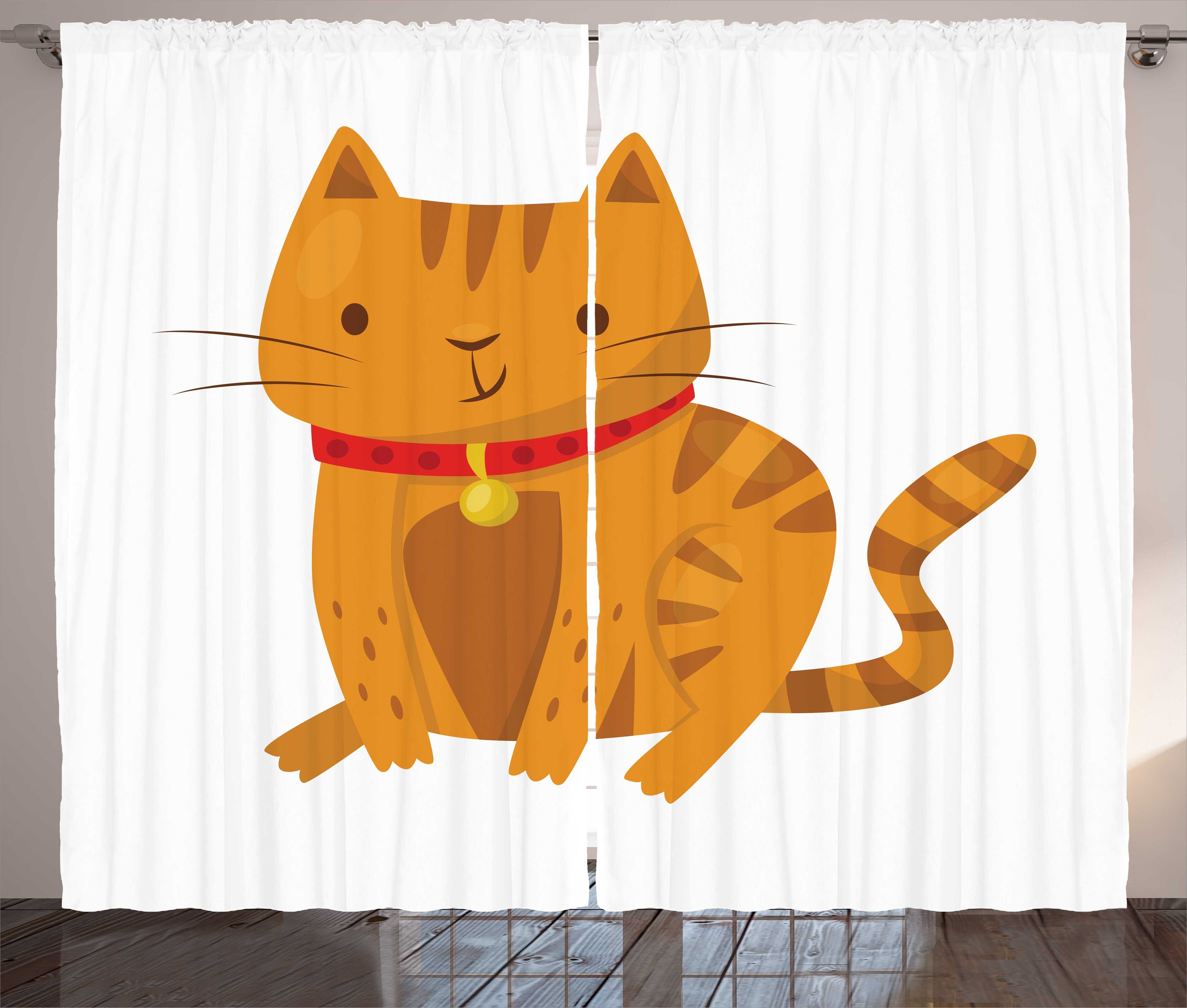 Charakter Schlaufen und Abakuhaus, Kräuselband Schlafzimmer Vorhang Kätzchen Haken, Gardine mit Glücklich Cartoon-Stil