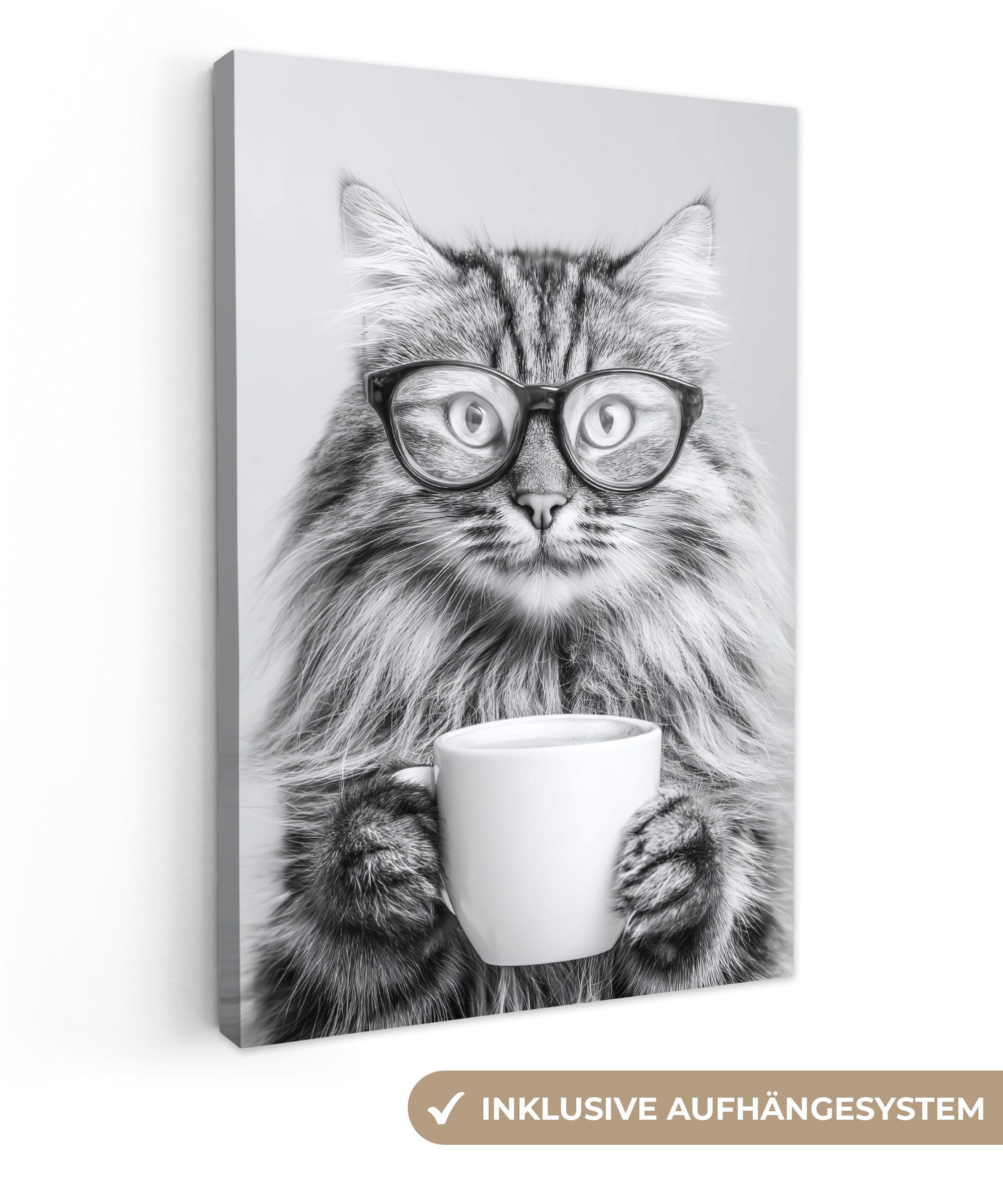 OneMillionCanvasses® Leinwandbild Katze - Brille - günstig online kaufen
