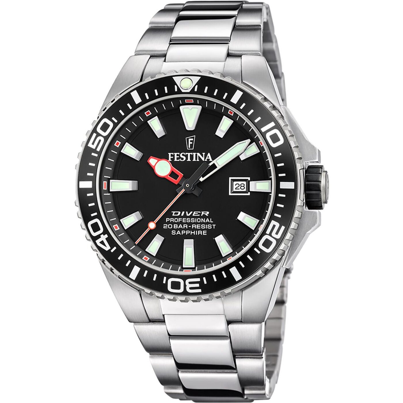 Festina Taucheruhr F20663-3 Schwarz Edelstahlband 45,7 günstig online kaufen