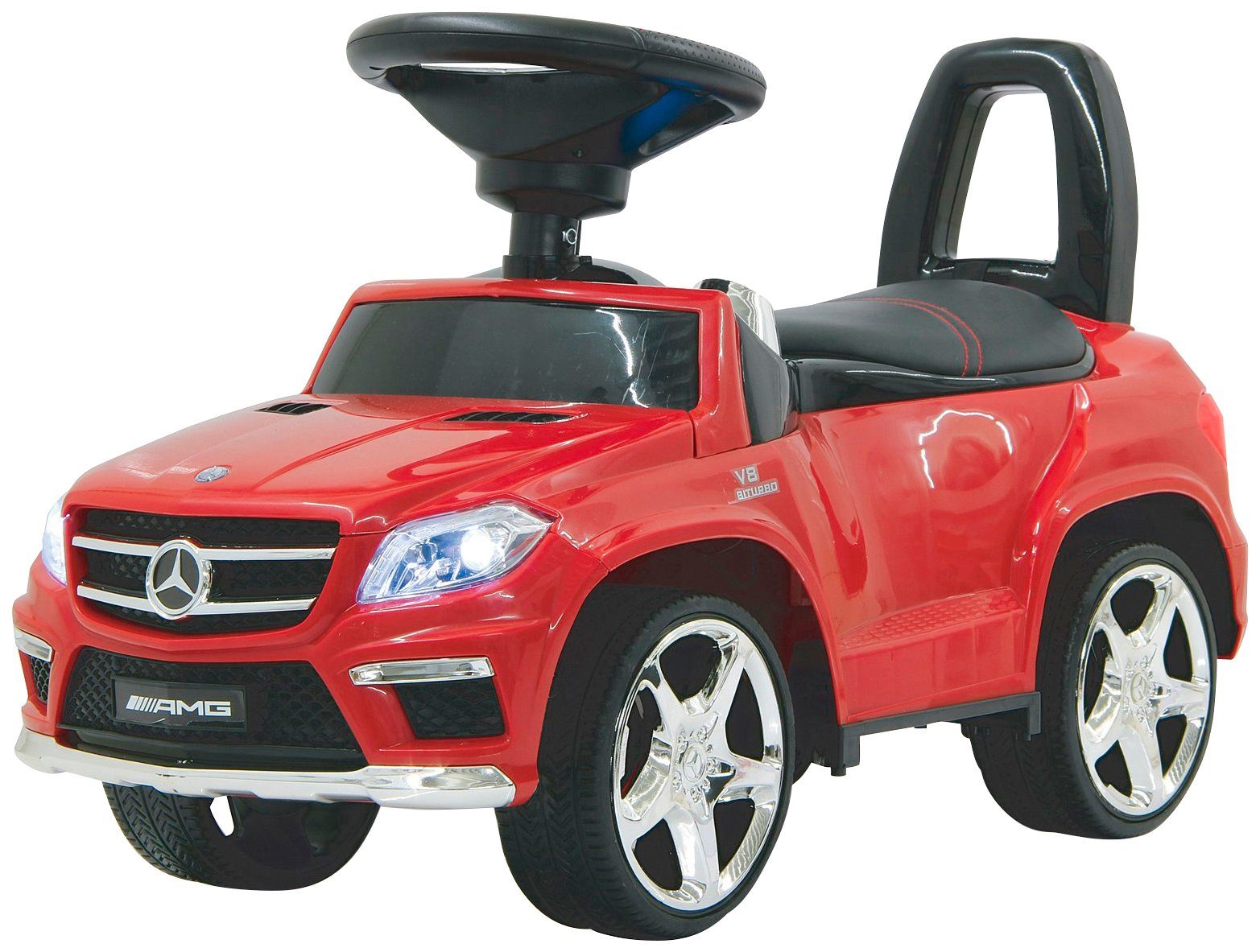 Jamara 460434 – Mercedes-AMG GL63 2 En 1 – Voiture à Pousser Avec Barre De Maintien, Dossier, Arceau Latéral, Klaxon, Lumières – Noir – Dès 3 Ans