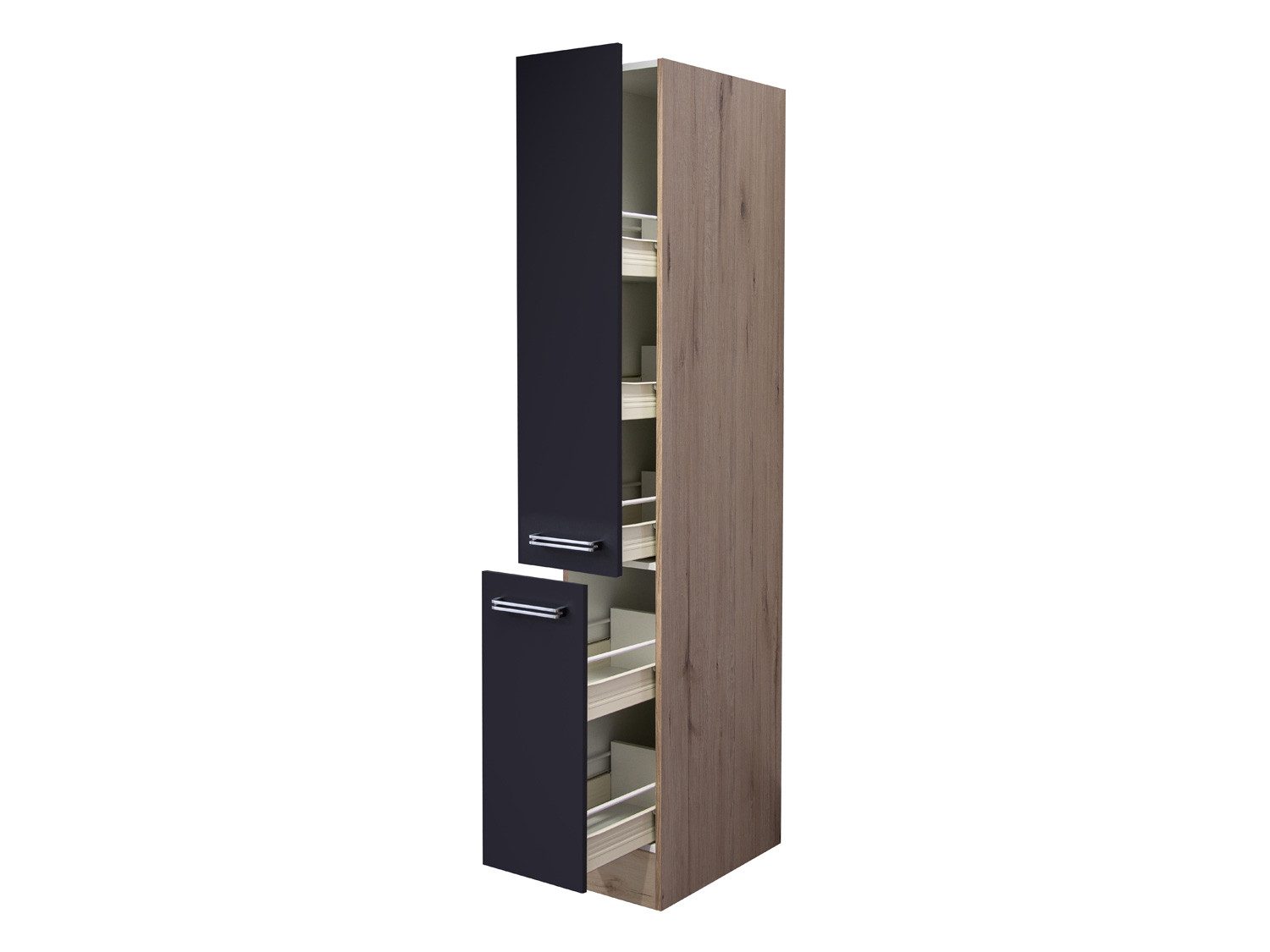 Flex-Well Apothekerschrank Apothekerschrank Küche - 30 cm breit - Anthrazit Miniperl San Remo Eic