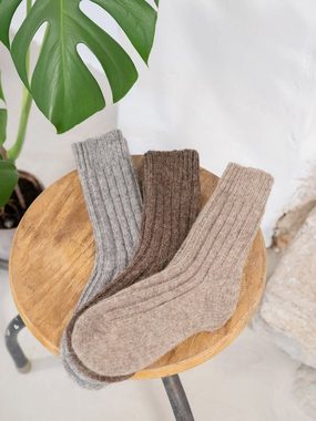 FUXBAU Socken Alpaka Schafwollsocken warm, extra weich & kuschelig