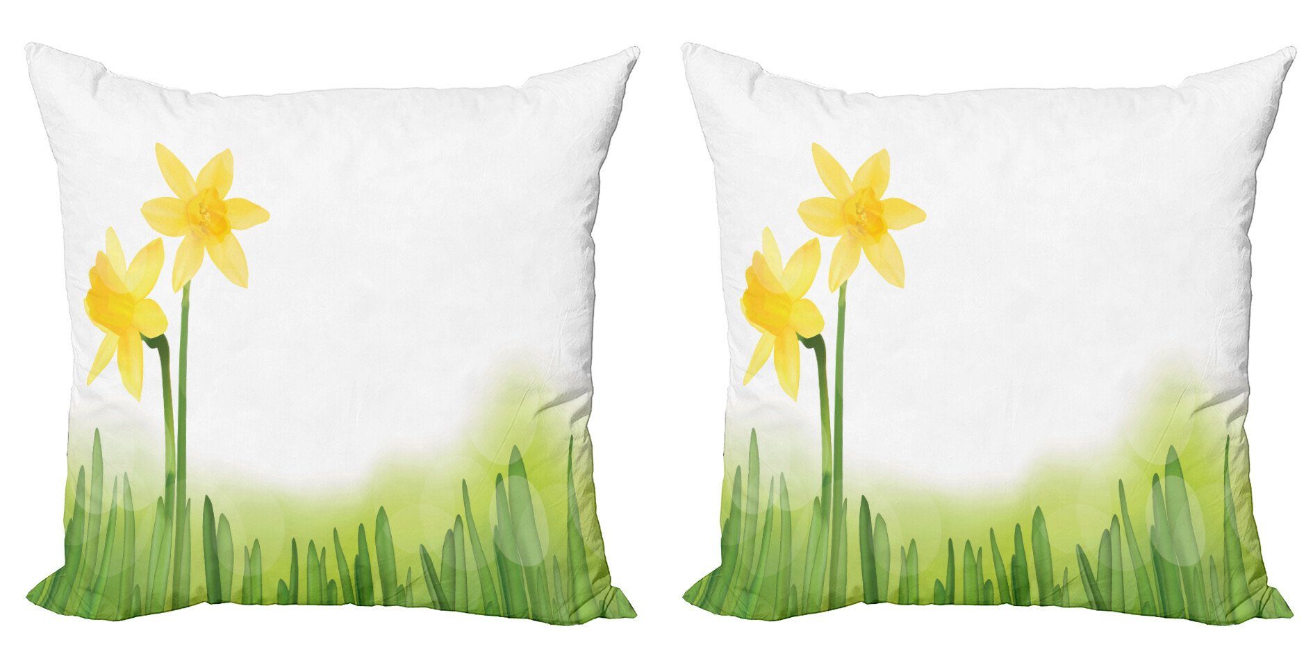 Kissenbezüge Modern Accent Doppelseitiger Digitaldruck, Abakuhaus (2 Stück), Blumen Narzissen mit Gras
