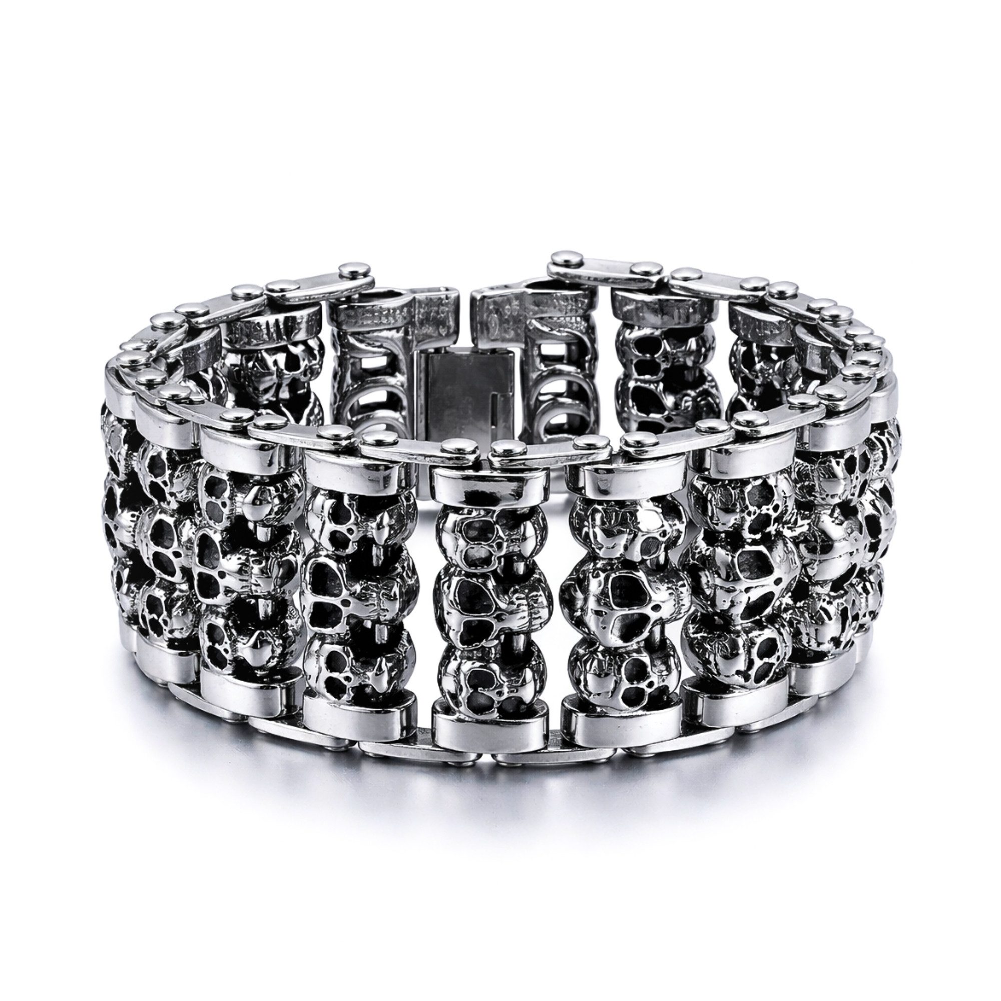 UNIQAL.de Edelstahlarmband Panzerarmband Herren "SILVER SKULL" Edelstahlarm günstig online kaufen