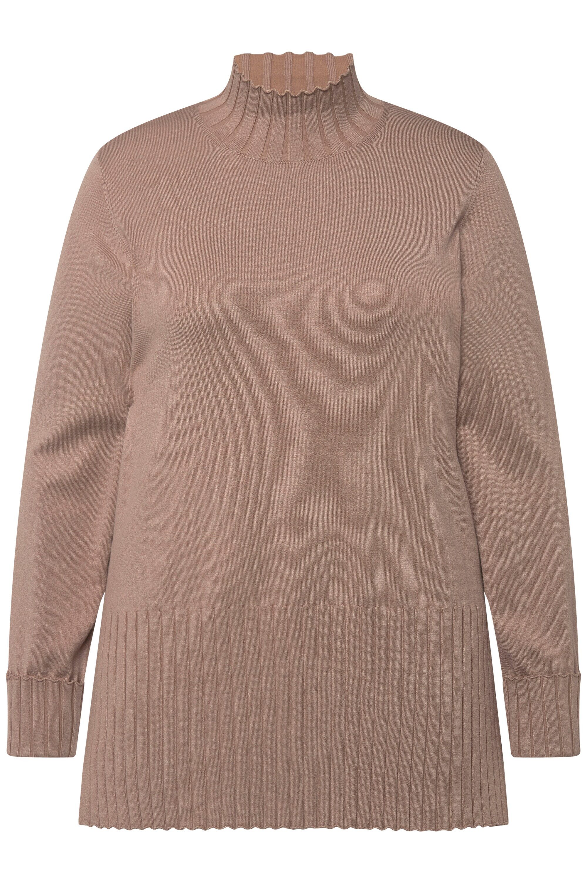 Ulla Popken Strickpullover Pullover gerippter Stehkragen günstig online kaufen