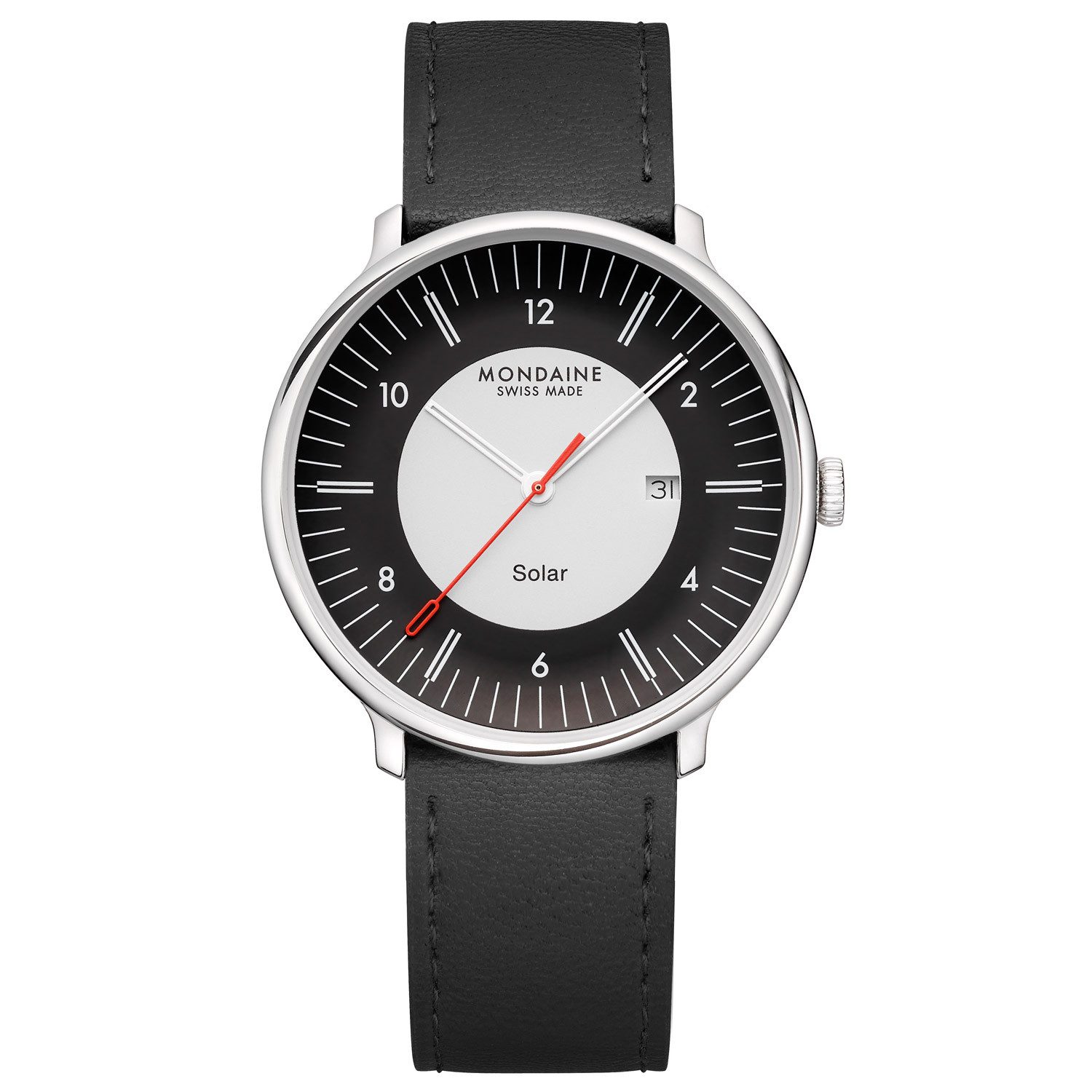 MONDAINE Solaruhr MLE.41920.LBV Unisex-Armbanduhr Doppio Solar Schwarz 41 mm