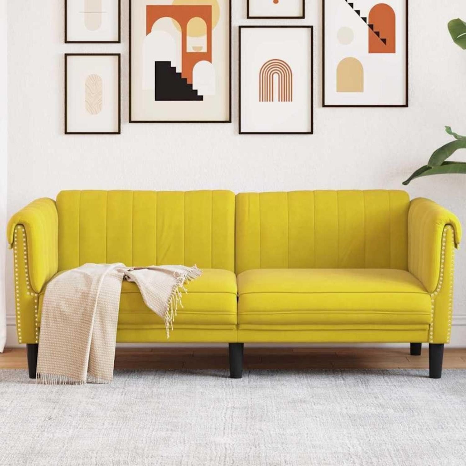 LuxusKollektion 2-Sitzer Sofa Samt Akzentstuhl Kissen 2-Sitzer Gelb