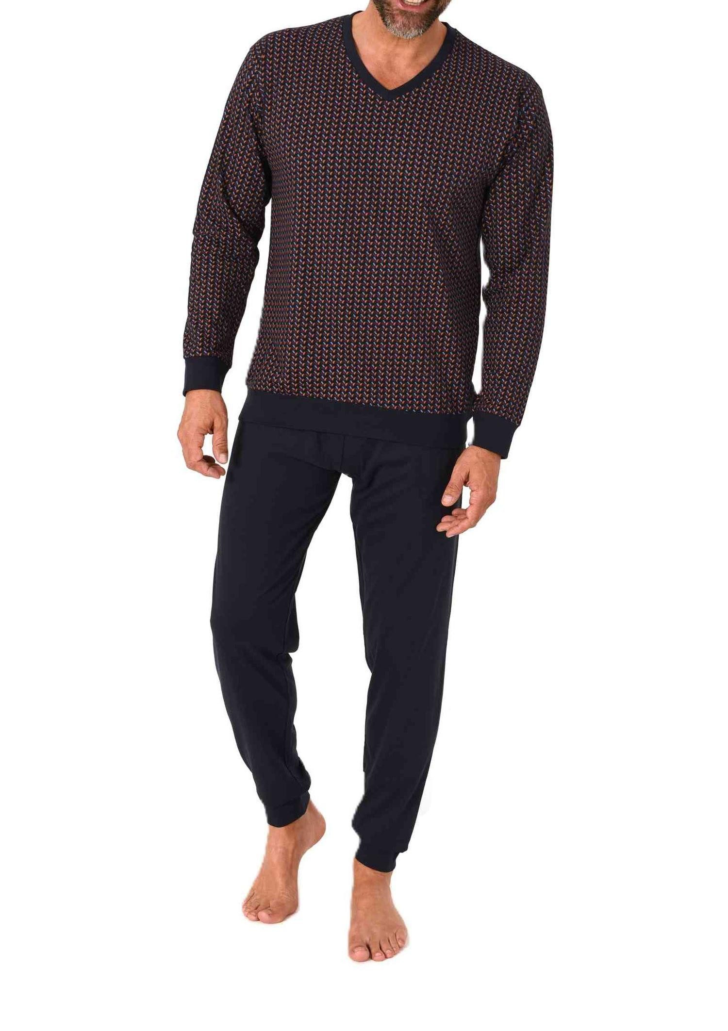 Normann Pyjama Normann Herren Schlafanzug langarm mit Bündchen und V-Hals günstig online kaufen