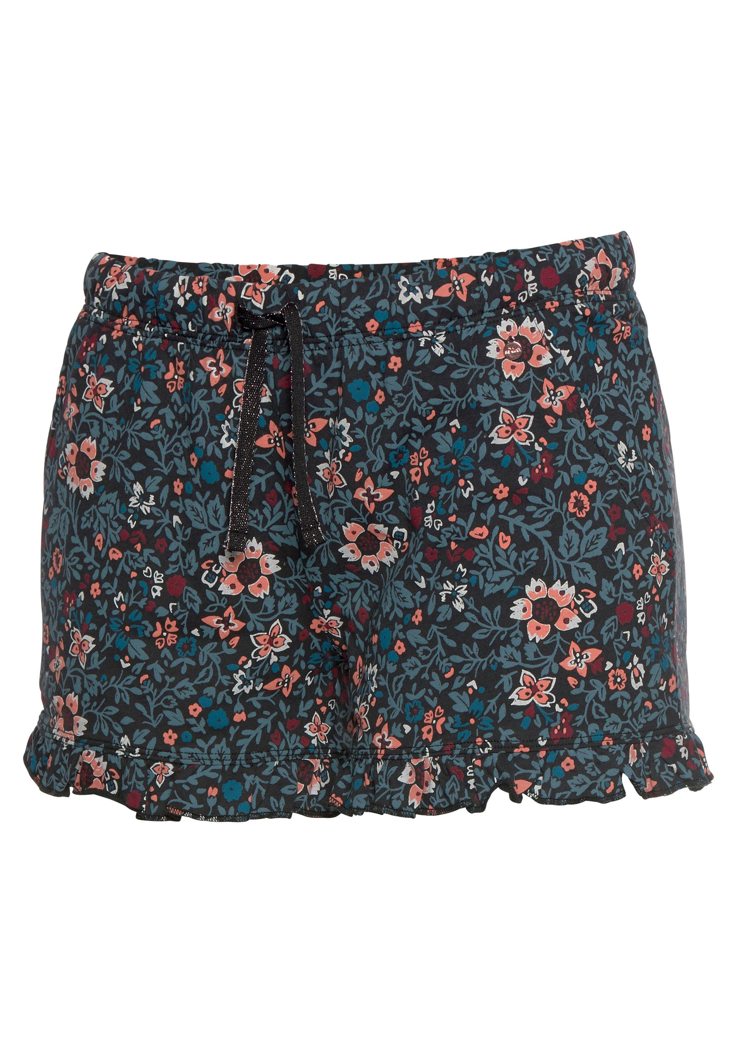 s.Oliver Schlafshorts im Allover-Muster mit Kräuselsäumen