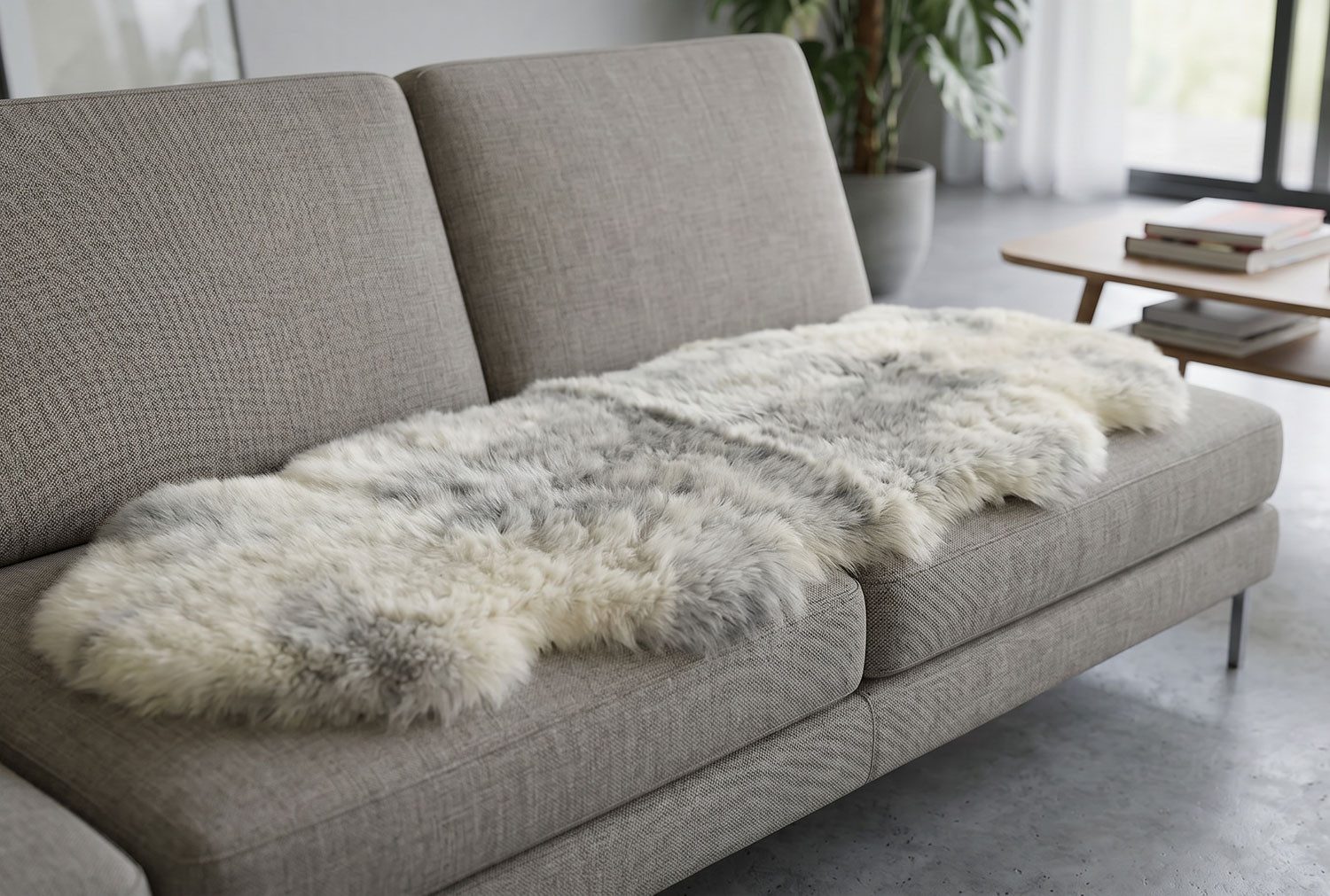 KUHFELL online & NOMAD Fellteppich Lammfell, grau natur/beige