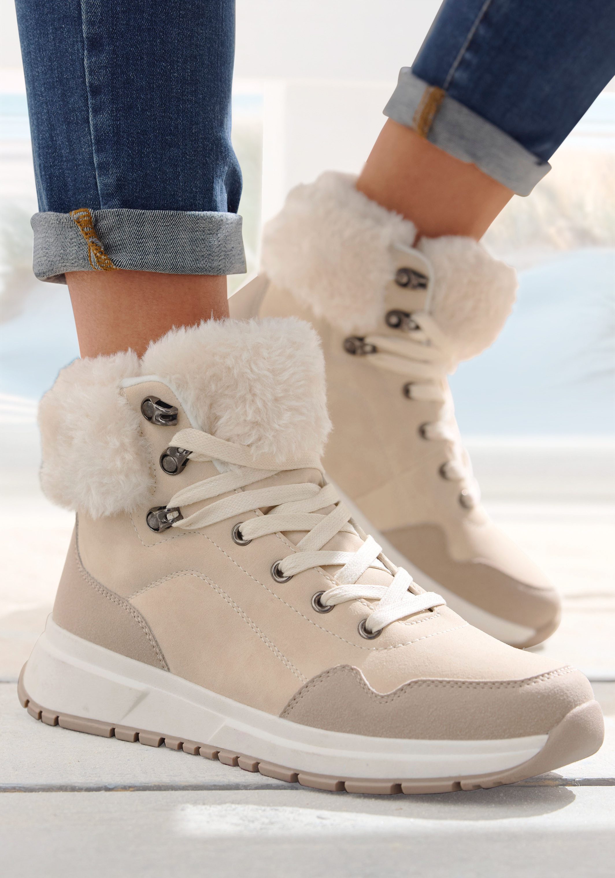 LASCANA High Top Sneaker, Schnürschuh, Boots, Stiefelette Winterstiefelette günstig online kaufen