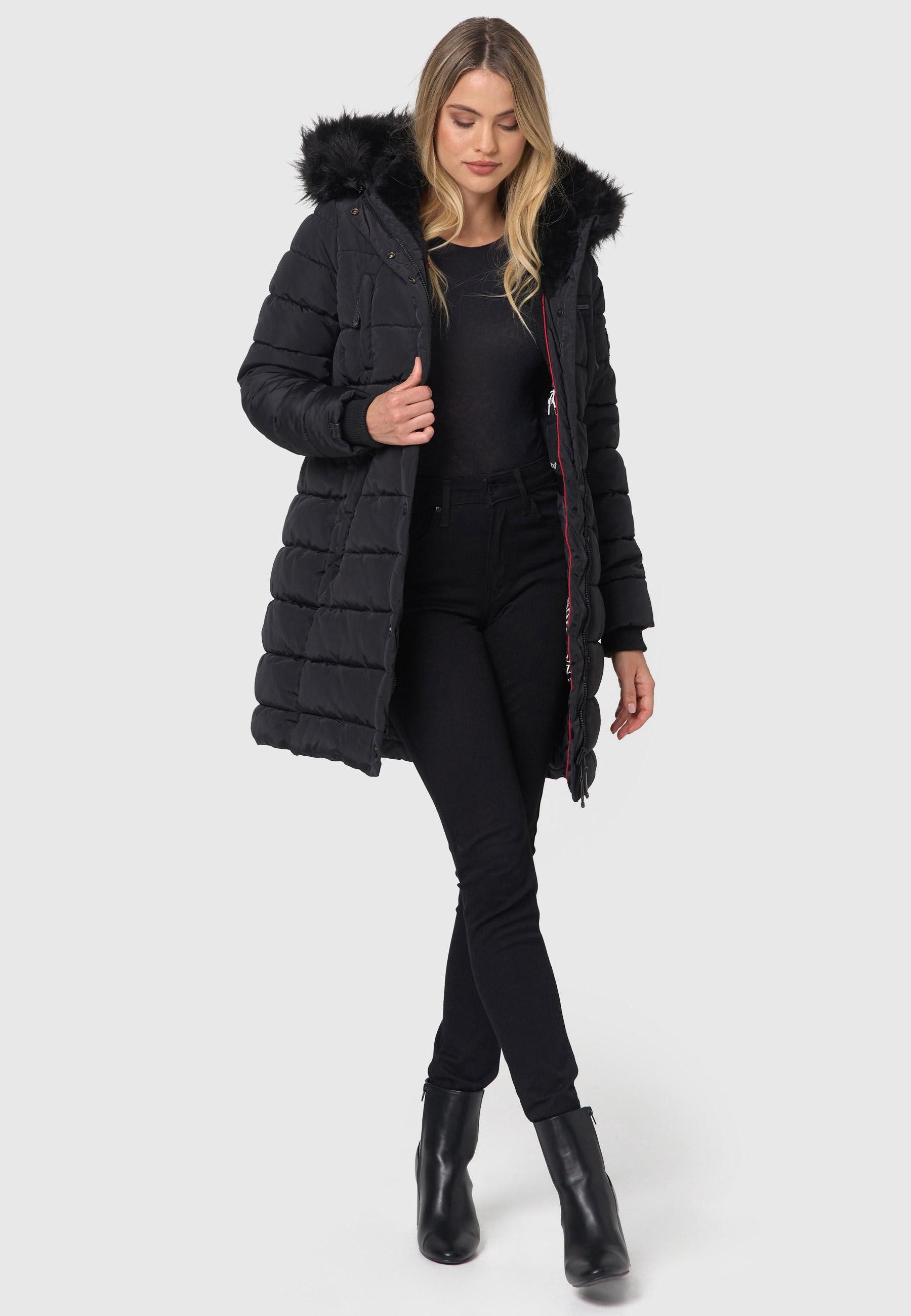 Navahoo Winterjacke Navahoo Lotusblüte Princess Damen Winter Steppjacke B897 mit warmem Teddyfell und abnehmbarem Kunstfell
