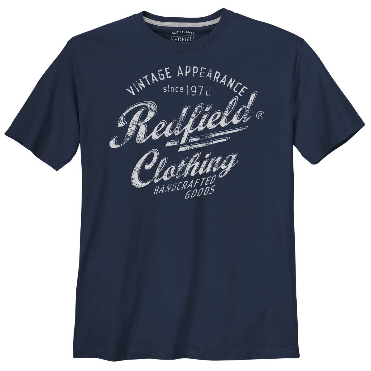 redfield Rundhalsshirt Große Größen T-Shirt dunkelblau Logoprint Redfield