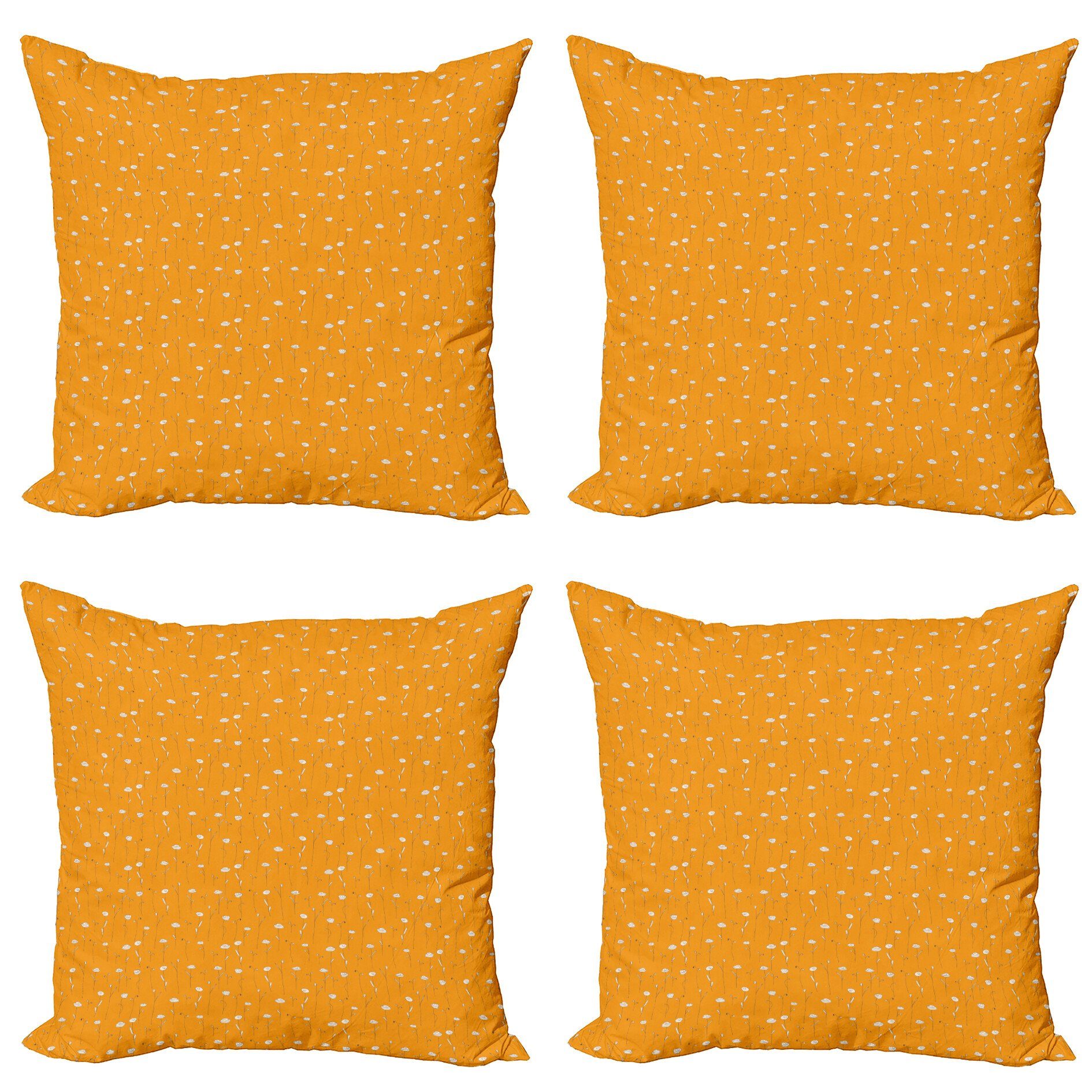 Abstrakte Gekritzel-Blumen (4 Kissenbezüge Digitaldruck, Abakuhaus Doppelseitiger Accent Orange Stück), Modern