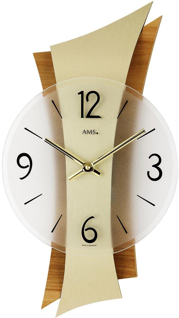 AMS Wanduhr »W9396«, Gehäuse aus Holz und Messing, L/B/H ca. 43/23/6 cm