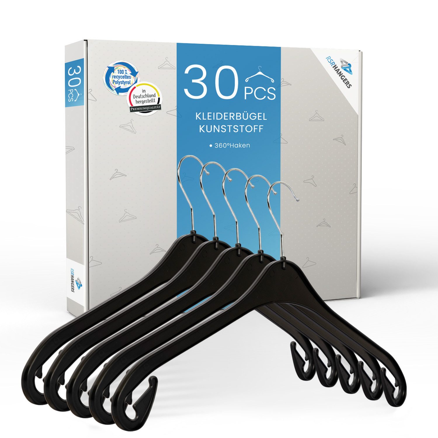 RSR Hangers Kleiderbügel NA 43 Schwarz 30 Stück Hemdenbügel Blusenbügel 360 günstig online kaufen