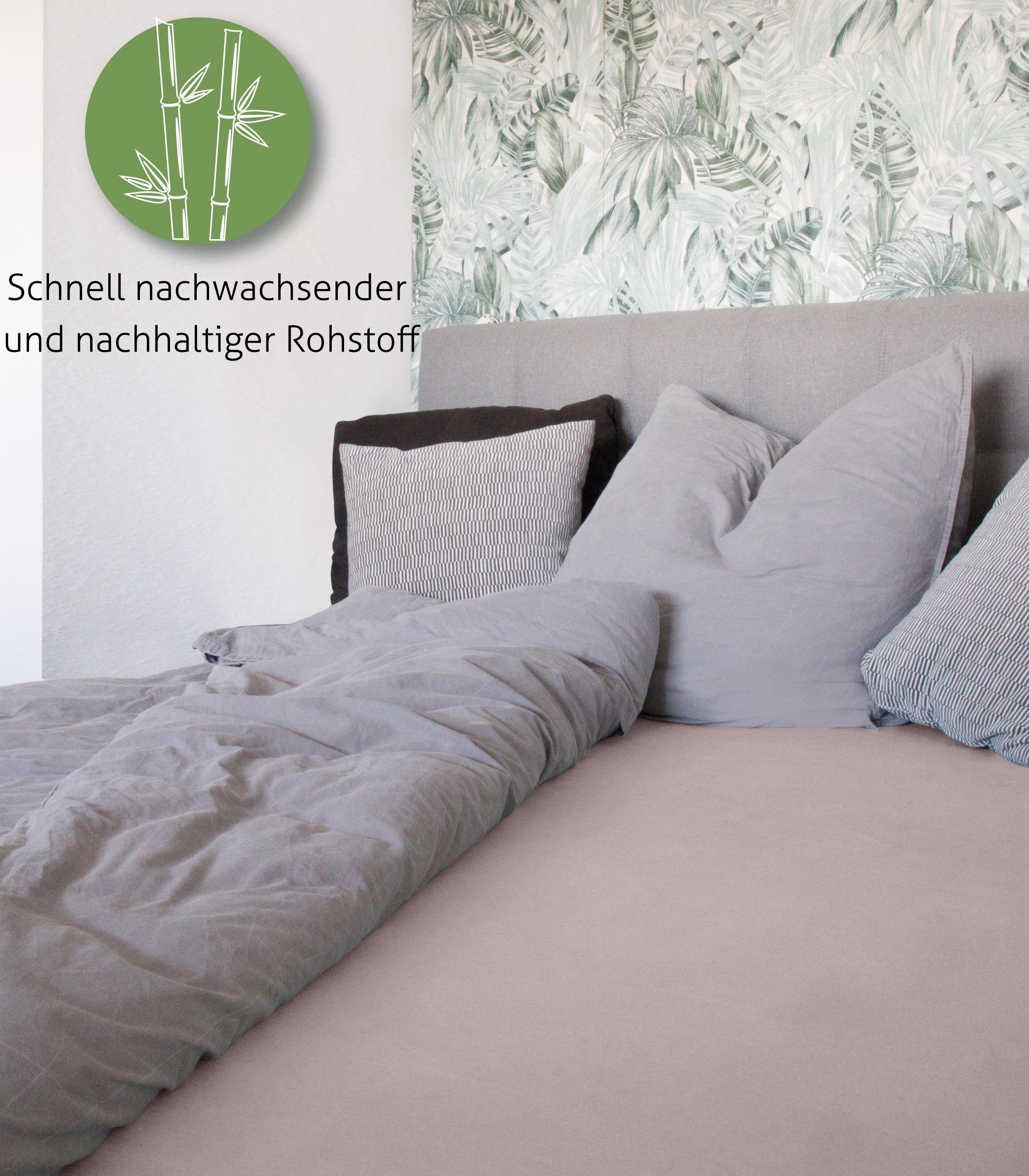 Aspero Spannbettlaken Spannbetttuch, Interlock, Gummizug: rundum, Kühlendes Bettlaken aus 100 % weicher Bambusfaser und 35 cm Steghöhe – Bild 5 von 5