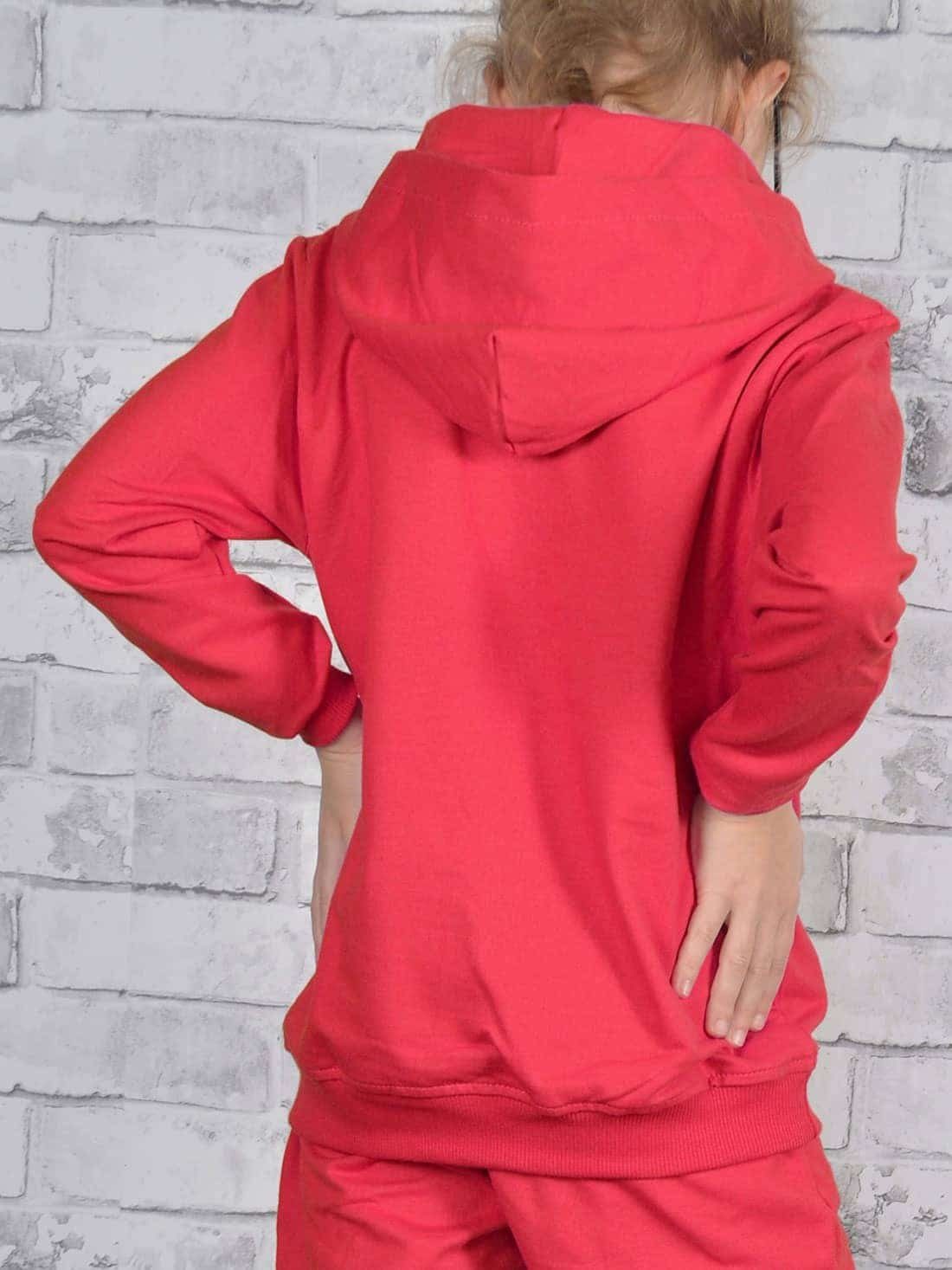 KMISSO Hoodie Mädchen Kängurutasche (1-tlg) mit Rot Kapuzen Kapuze Pullover