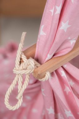 Teppich-Traum Federwippe Baby-Traum Federwiege für Neugeborene waschbar, weiße Sterne pink