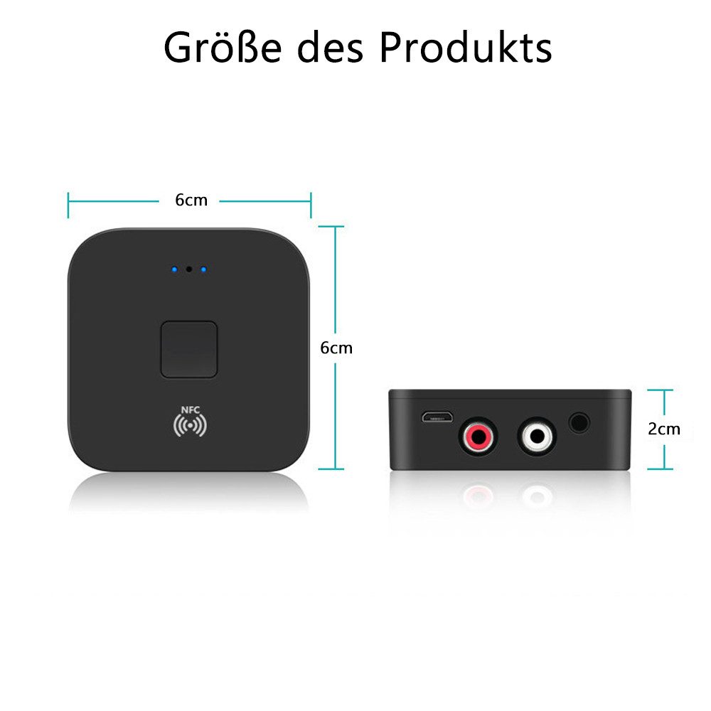 TUWENA NFC Bluetooth 5.0 Audio Empfänger,HiFi Wireless Audio Adapter Receiver Bluetooth-Adapter