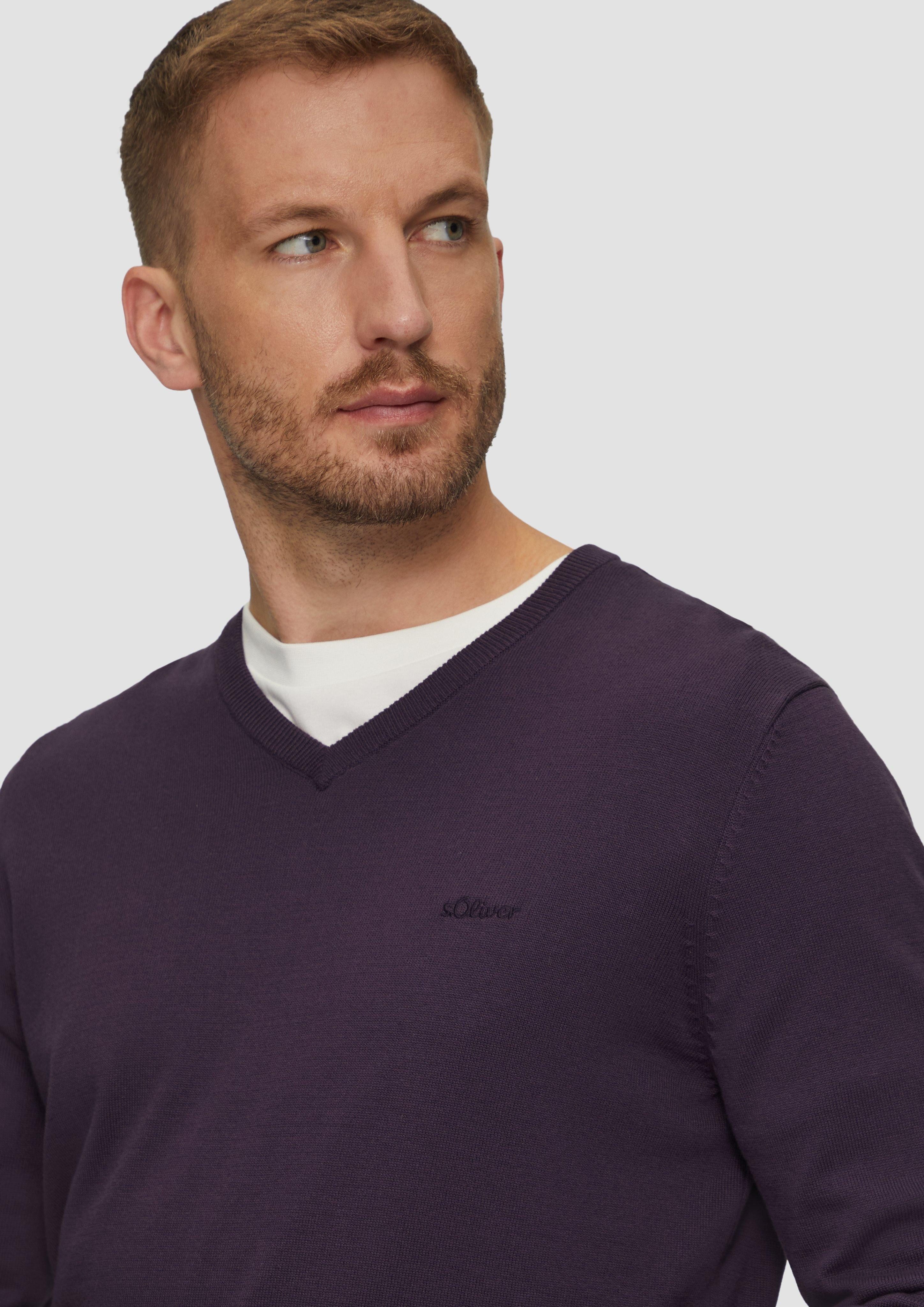 s.Oliver Strickpullover Strickpullover mit Logo-Stickerei Logo günstig online kaufen