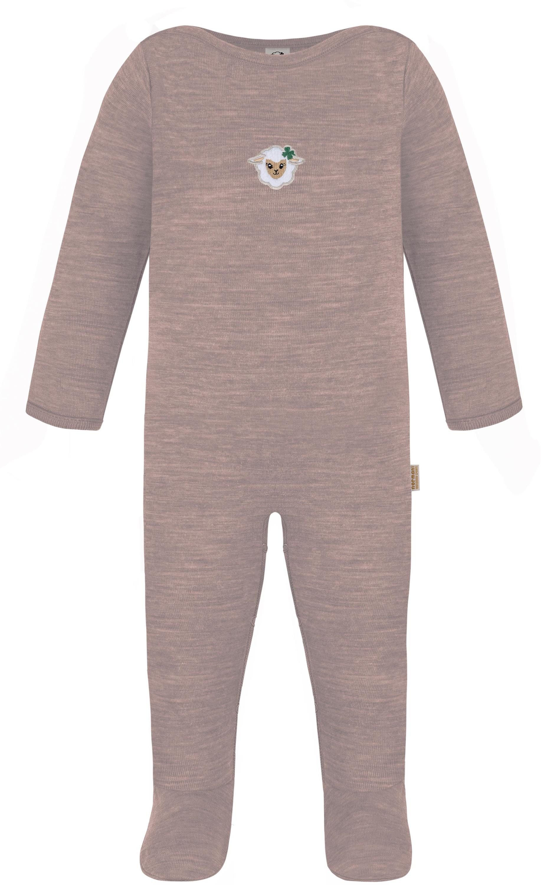 normani Langarmwickelbody Baby Merino Strampler Levin Unisex Strampler mit Füßen - Bodysuit Schlafanzug Schlafstrampler