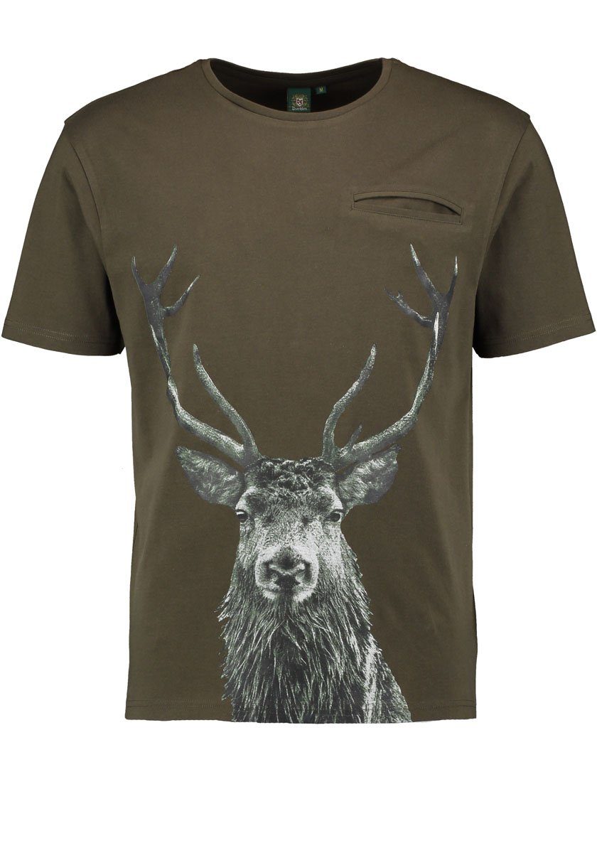 OS Trachten T-Shirt Ebape Herren Kurzarmshirt mit Hirschkopf-Druck