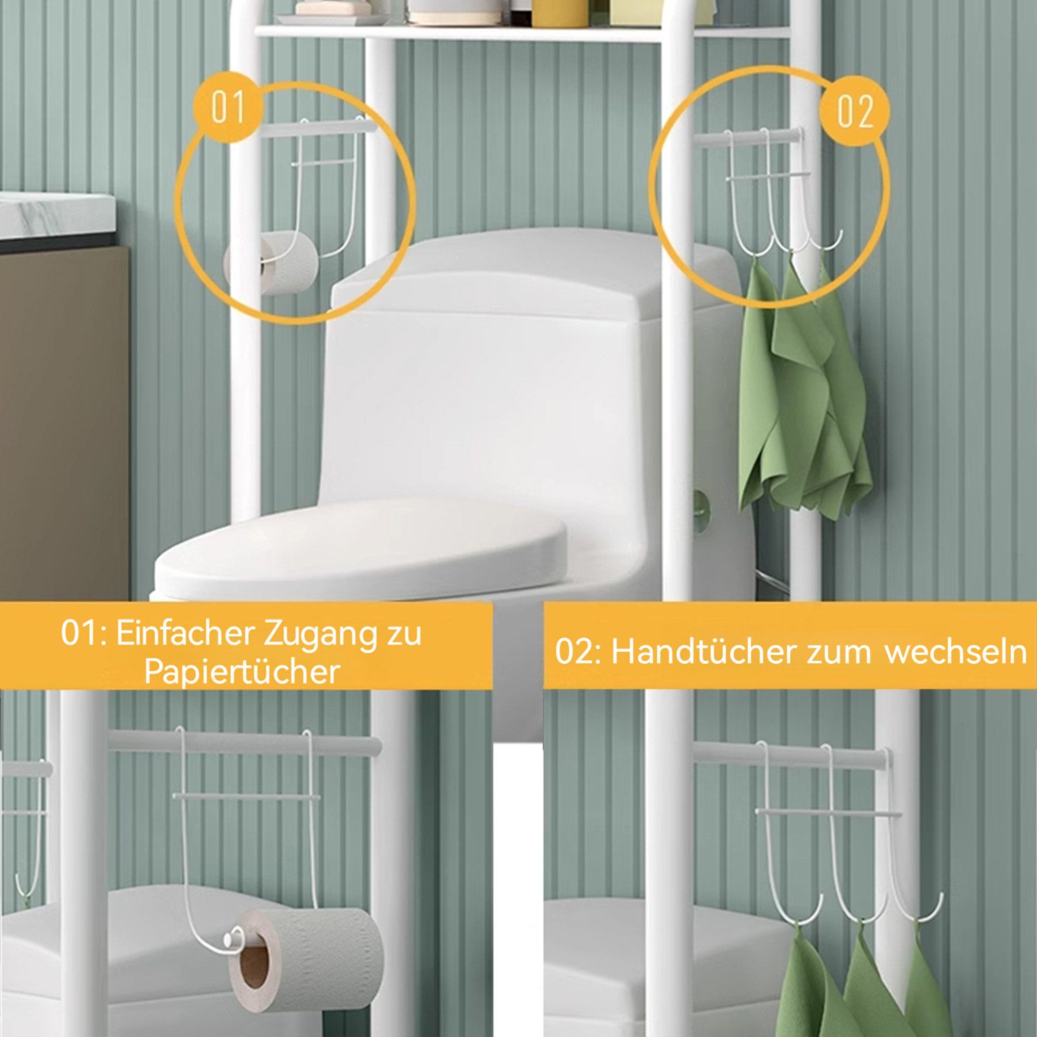 Masbekte Badregal Standregal, Toilettenregal, 3-lagiges Lagerregal, günstig online kaufen