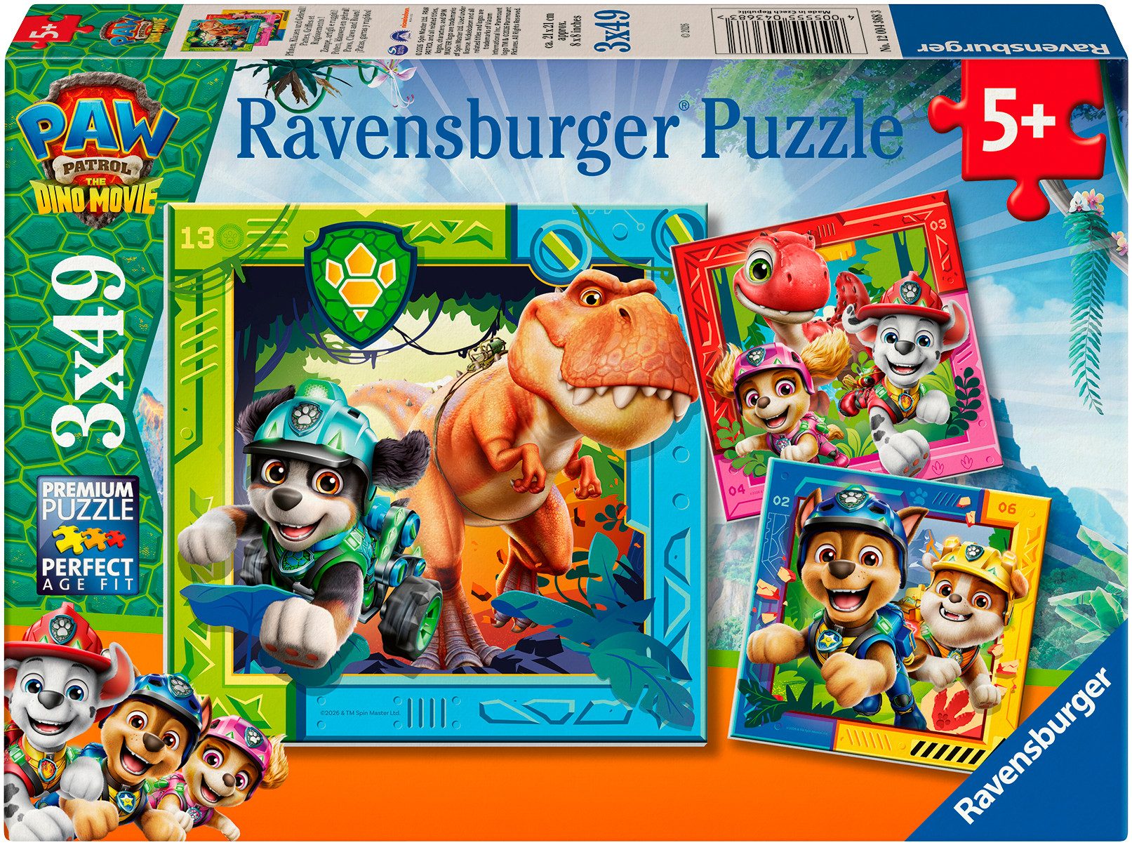 Ravensburger Puzzle Paw Patrol 3 Dino Movie, 147 Puzzleteile, Made in Europe