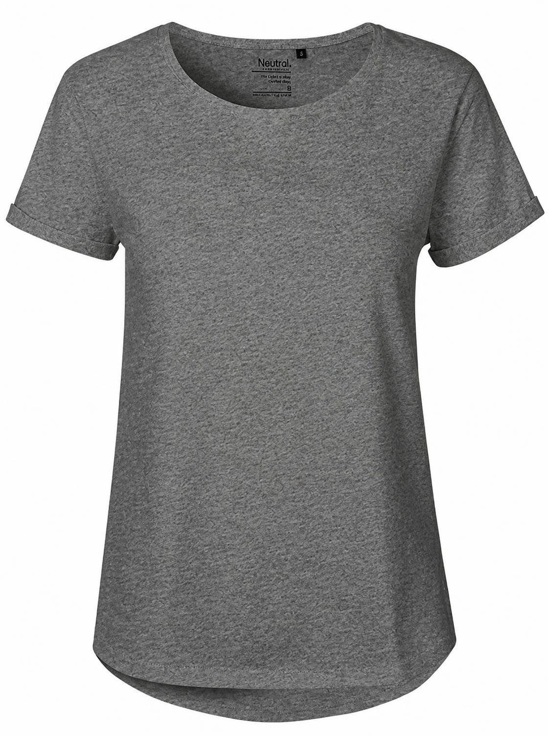 Neutral Rundhalsshirt Damen Roll Up Sleeve T-Shirt / Single Jersey Strick