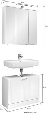 Saphir Badmöbel-Set Quickset 955 2-teilig, Waschbeckenunterschrank und LED-Spiegelschrank, (Set, 2-St), in Weiß Hochglanz, Badmöbel ohne Waschbecken, 5 Türen