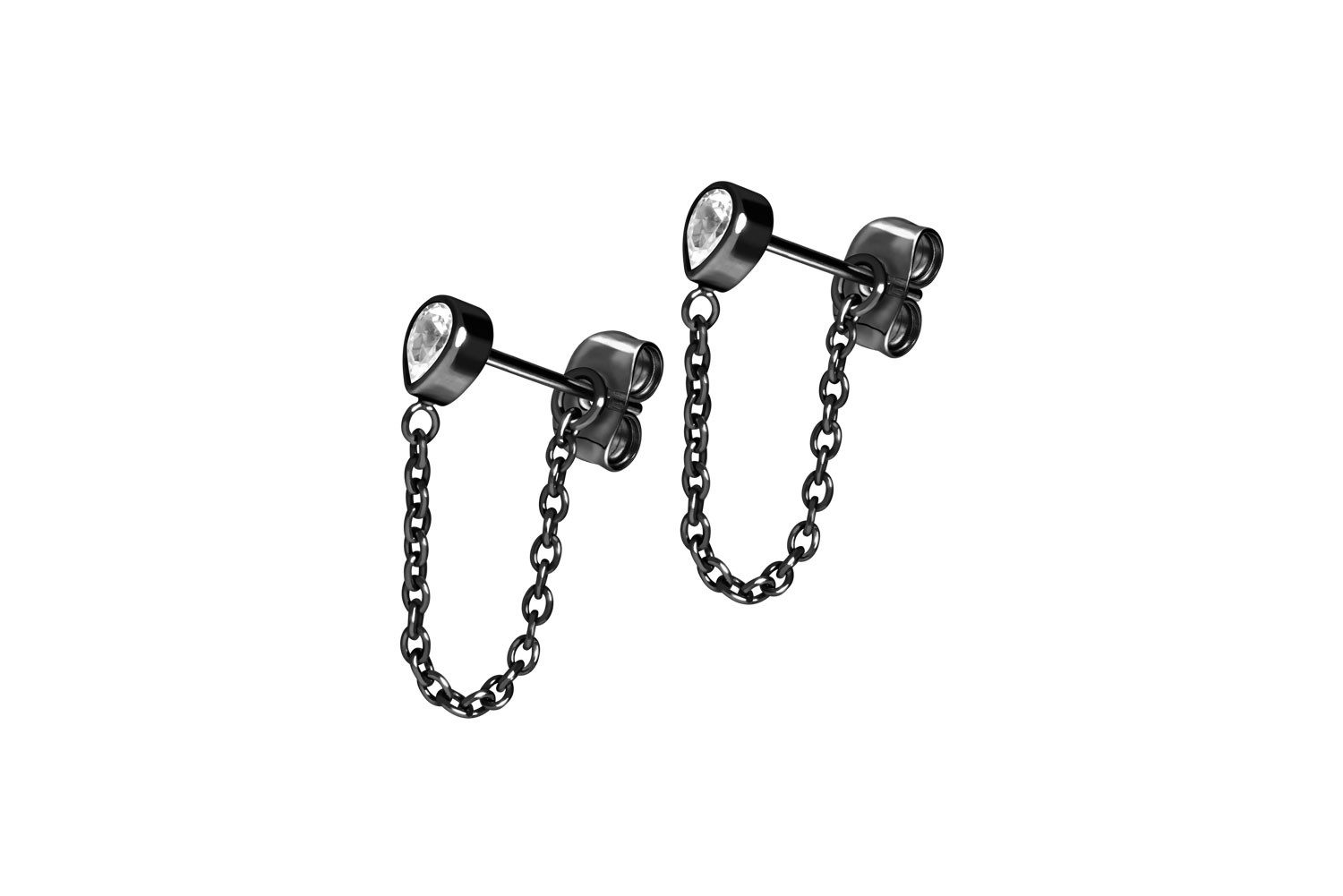 FILANGO Paar Ohrstecker Titan Ohrstecker KRISTALLTROPFEN + KETTE (Ohrstecke günstig online kaufen