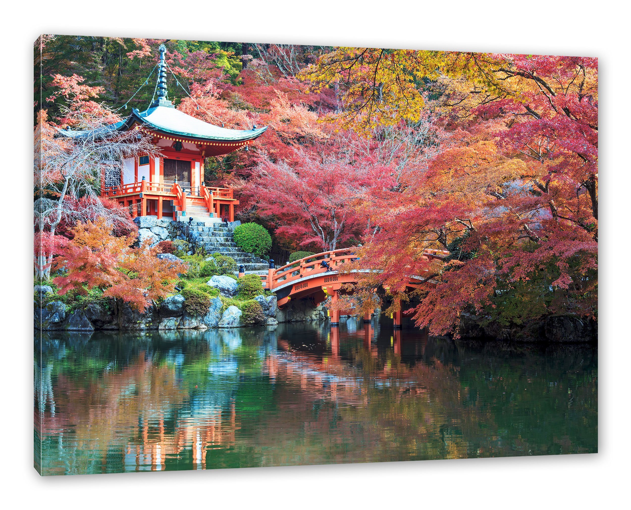 Pixxprint Leinwandbild Wunderschönes Kloster in Japan, Wunderschönes Kloster in Japan (1 St), Leinwandbild fertig bespannt, inkl. Zackenaufhänger