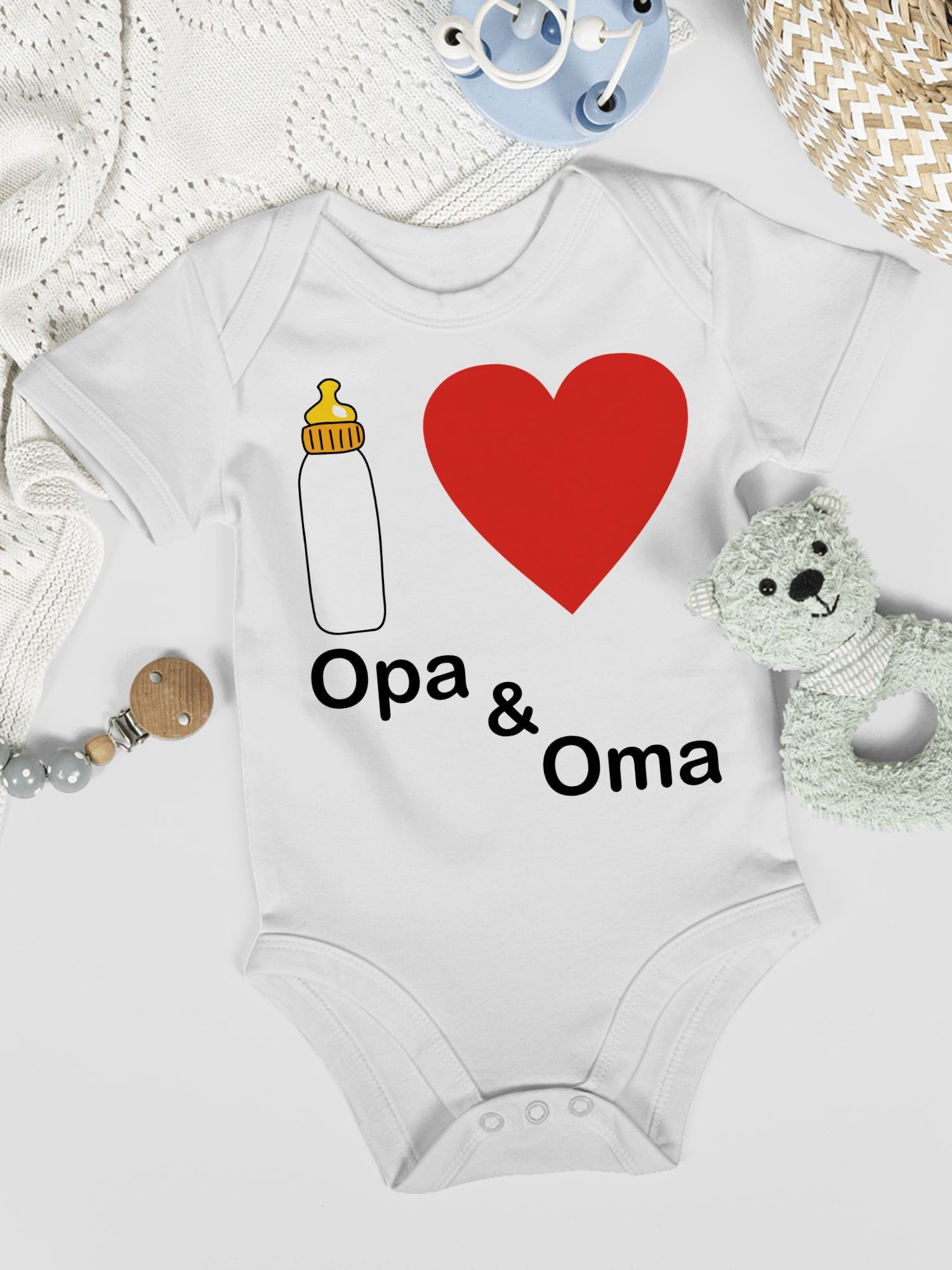 Shirtracer Shirtbody Nuckelflasche Oma Aktuelle Baby I 1 und Weiß Opa Trends love