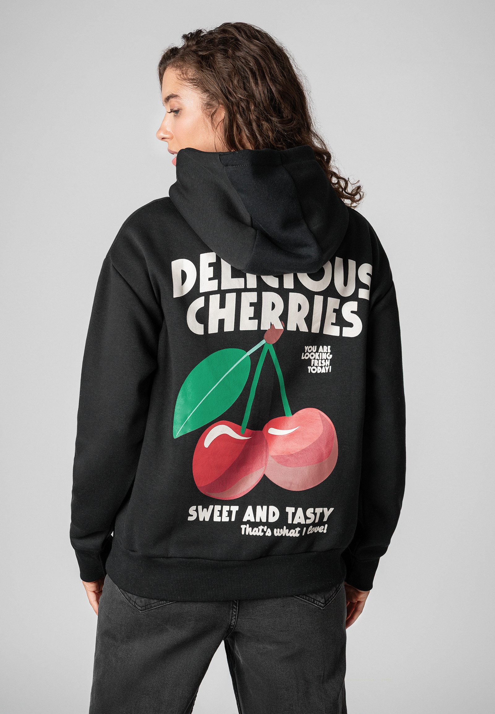 SUBLEVEL Kapuzenpullover Damen Hoodie mit Früchte-Print Sweater, Kapuzenswe günstig online kaufen