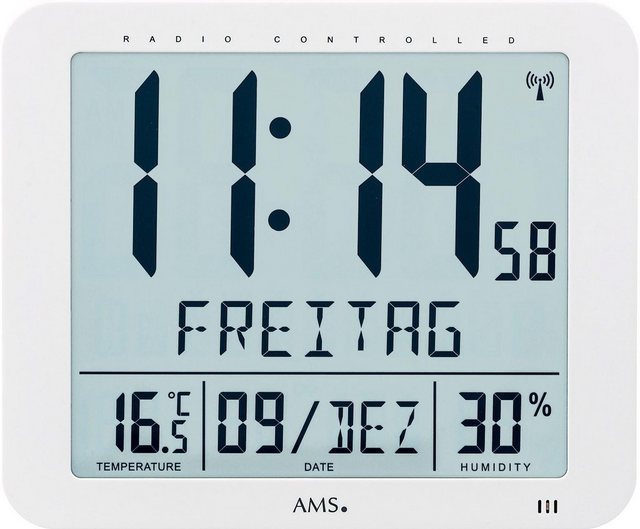 AMS Funkwanduhr »F5886« (mit Alarm)-Otto