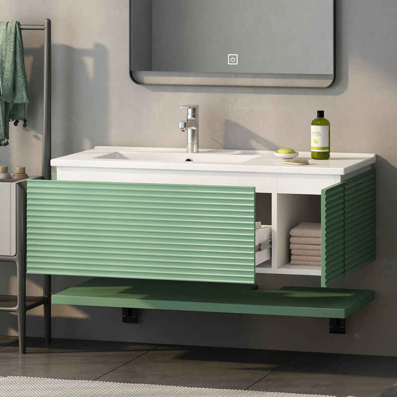 REDOM Badmöbel-Set Waschbecken in Breite 90 cm, Waschplatz mit 1 Schubladen, (Badezimmerspiegelschrank, Badschrank), ohne Spiegel