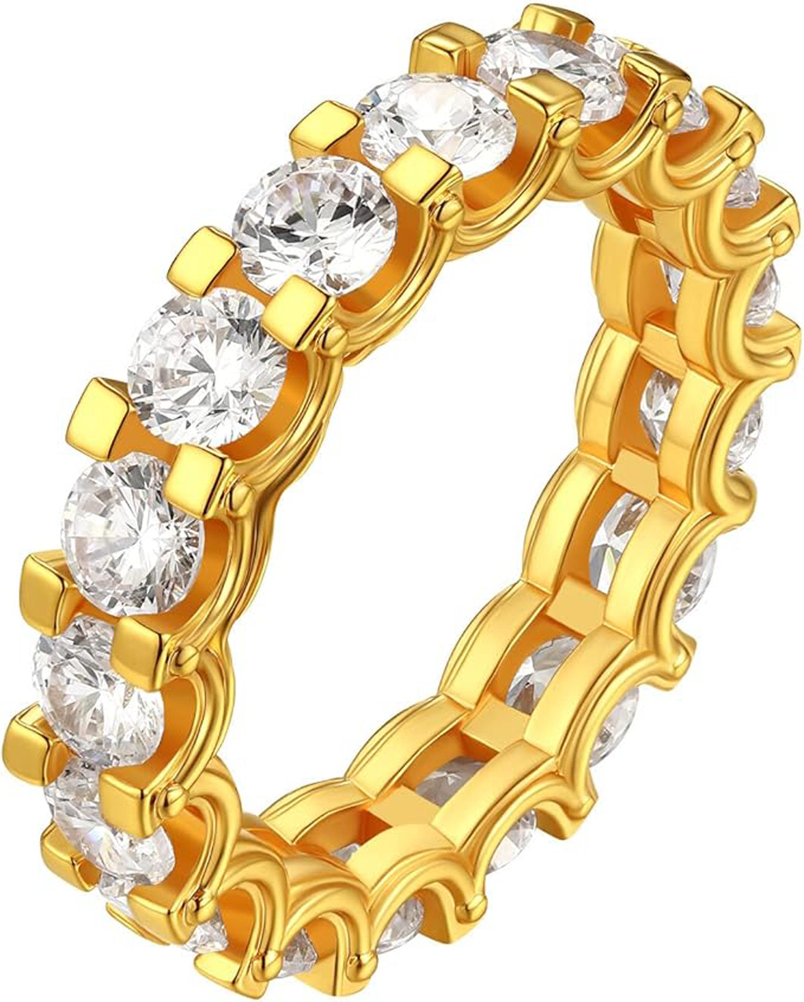 Jumpeak Diamantring Damen 585 Echtgold-Ring, Damen-Diamant-Pavé-Ring, Lab-Zuchtdiamanten, Jubiläumsring,Hochzeitsgeschenk,Geburtstag,Kommunion Geschenk