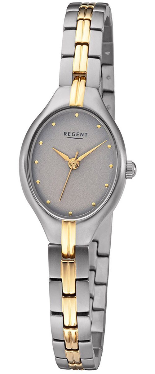 Regent Quarzuhr Regent Damen Uhr F-1164 Metall Quarz, Damen Armbanduhr oval, mittel (ca. 35mm), Metallarmband
