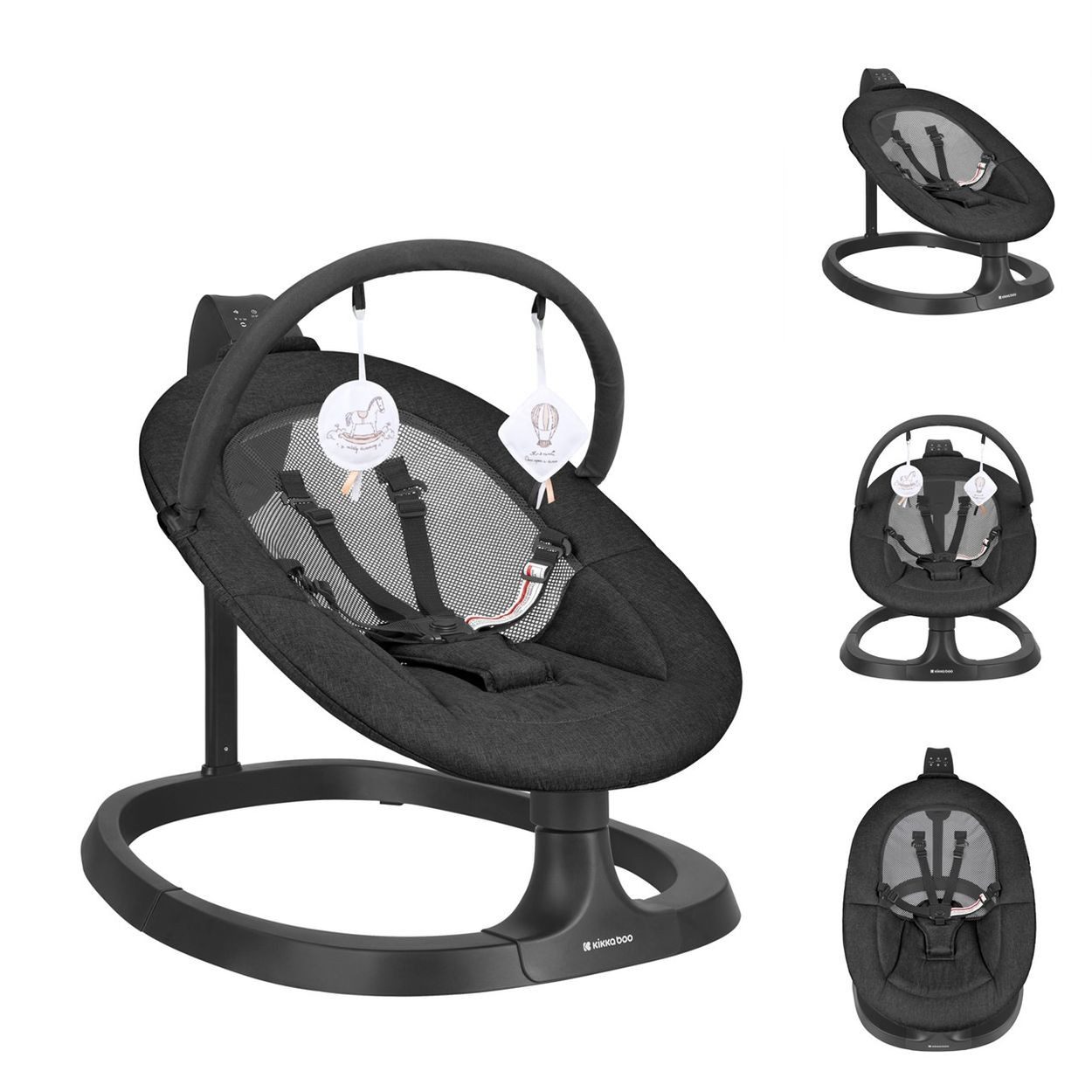Kikkaboo Babywippe Zazu, Kinderstuhl-Funktion, 3 Bewegungsrichtungen, 5-Punkt-Gurt, Timer