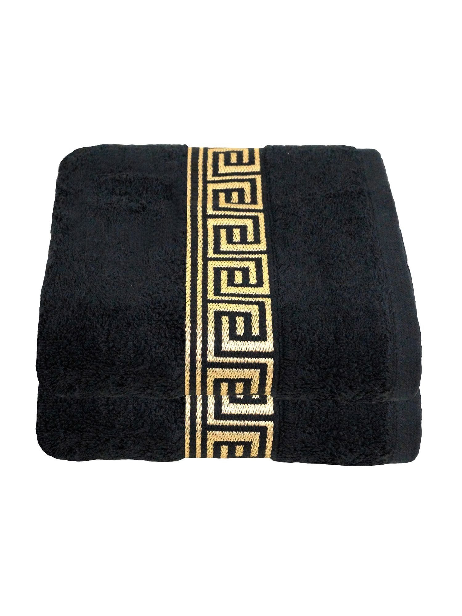 Julie Julsen Duschtücher 2-Duschtücher-SCHWARZ-GOLD-Duschtuch 70 x 140 cm, günstig online kaufen