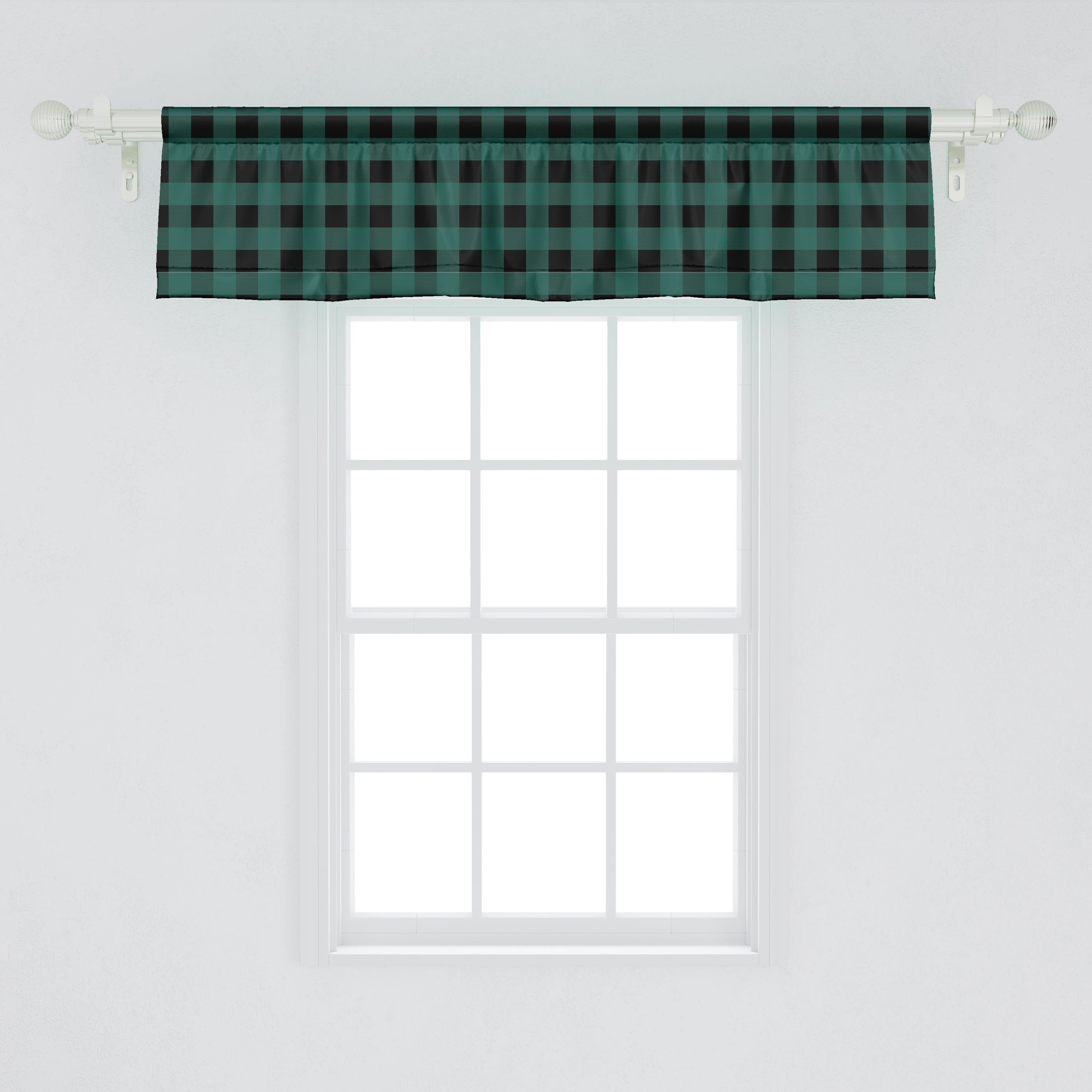 Scheibengardine Vorhang Volant für Küche Stangentasche, Dekor Microfaser, Schlafzimmer Scottish Abakuhaus, Abstrakt mit Tartan-Ansicht
