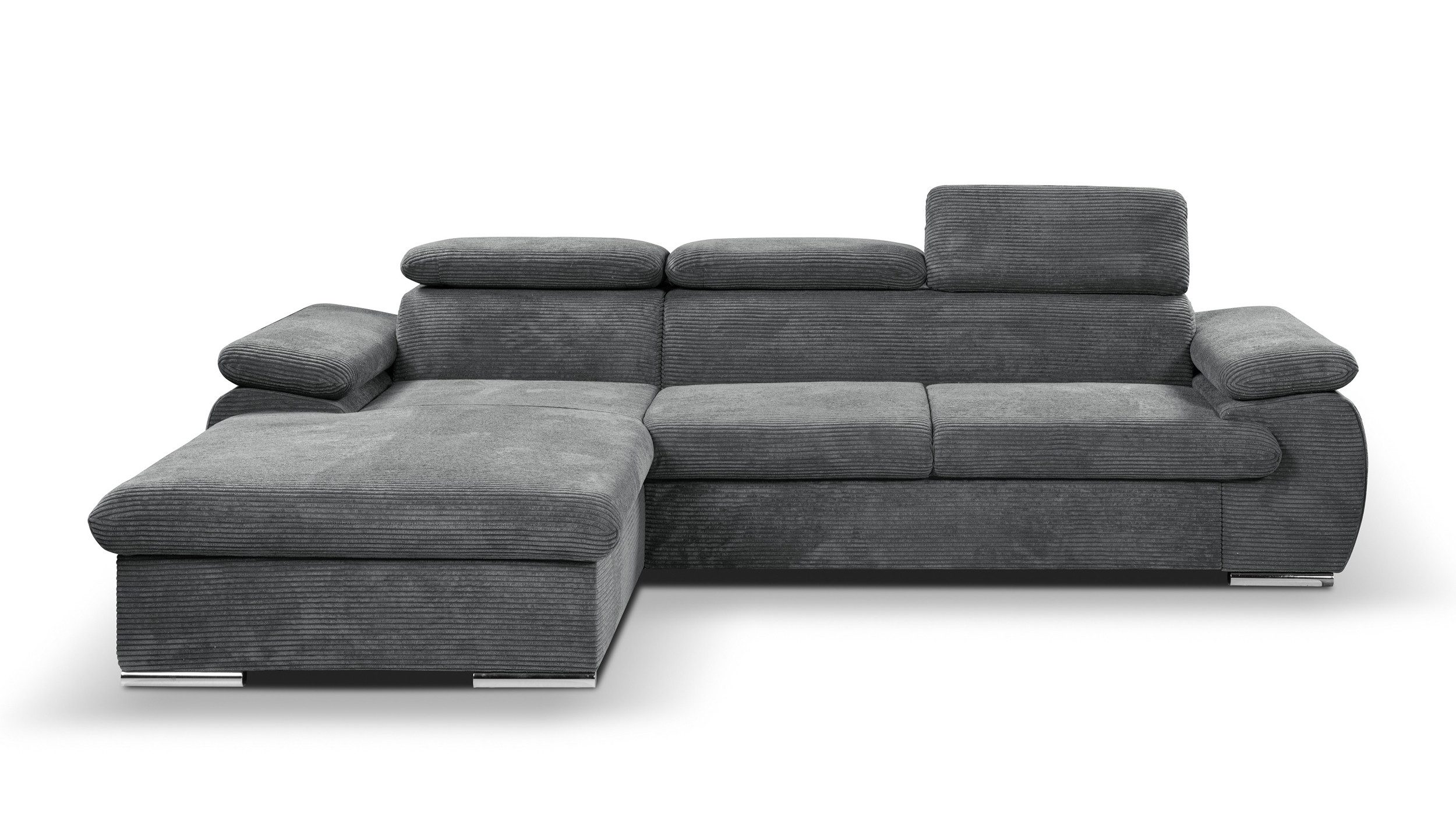 Massivart® Ecksofa Cord anthrazit / Schlaffunktion (Bettfunktion) 284 cm / günstig online kaufen