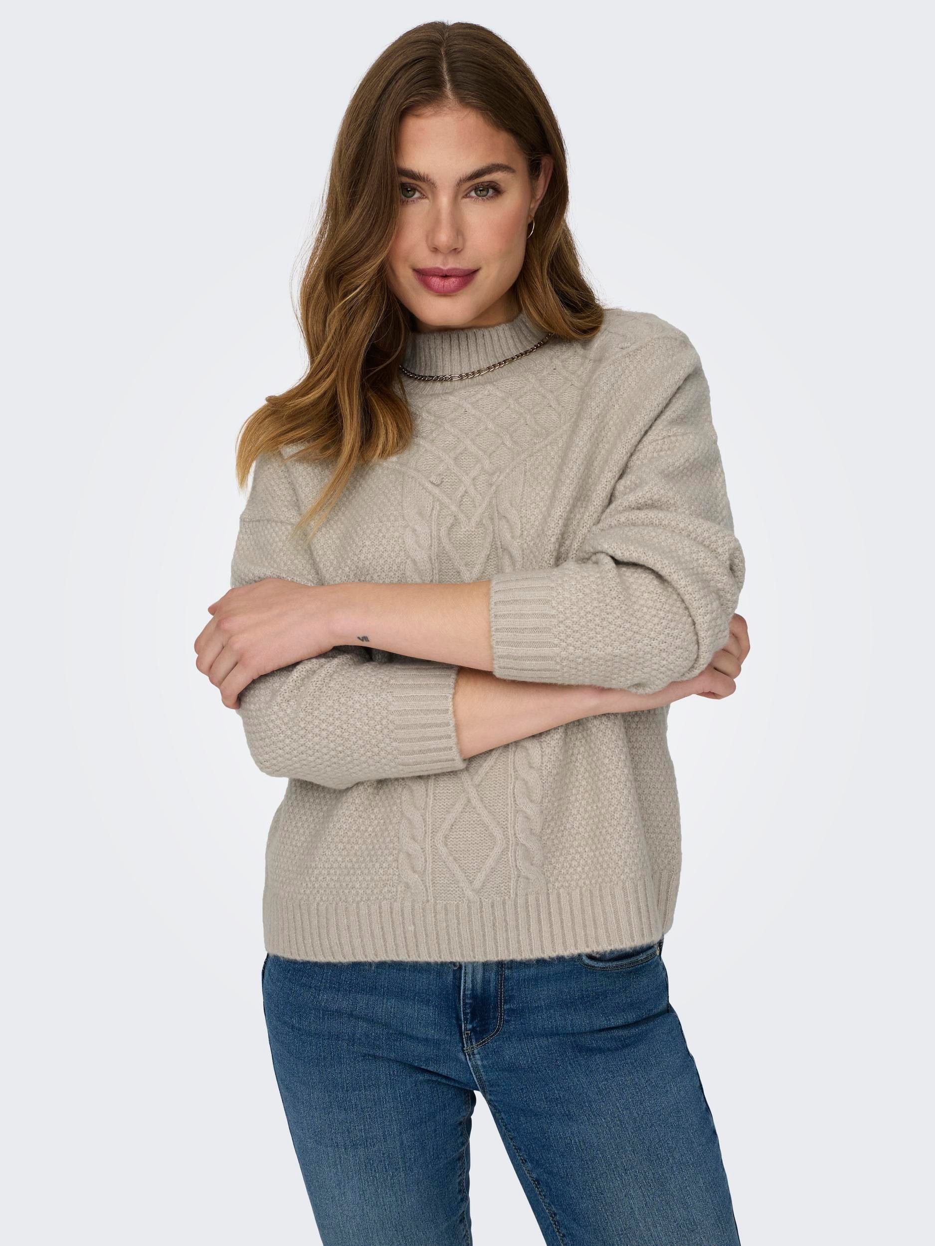 ONLY Stehkragenpullover ONLAMBER LS HIGHNECK KNT Pumice Stone Detail:Melange